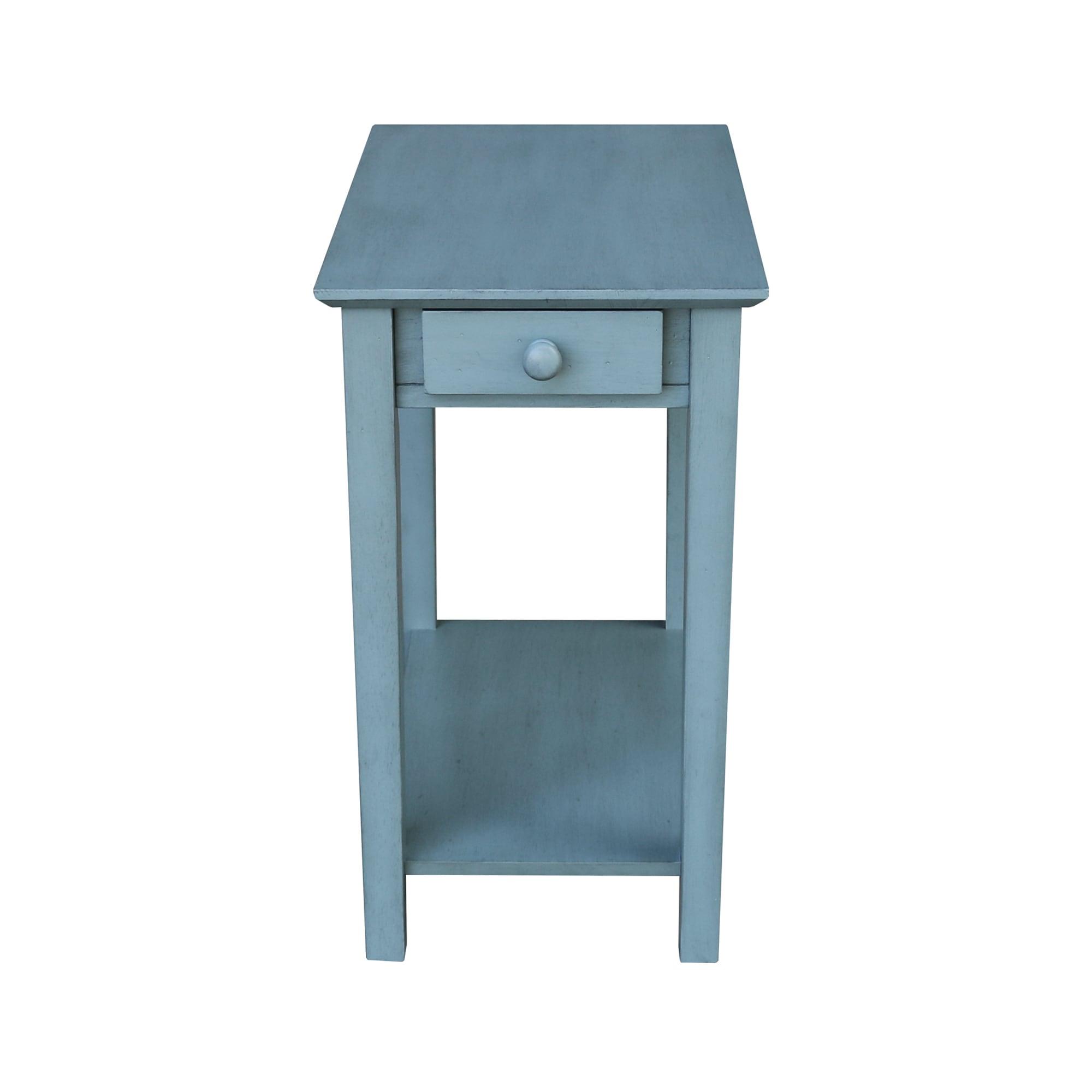 Narrow End Table Ocean Blue - International Concepts: Solid Wood, Mid-Century Modern, Drawer & Shelf