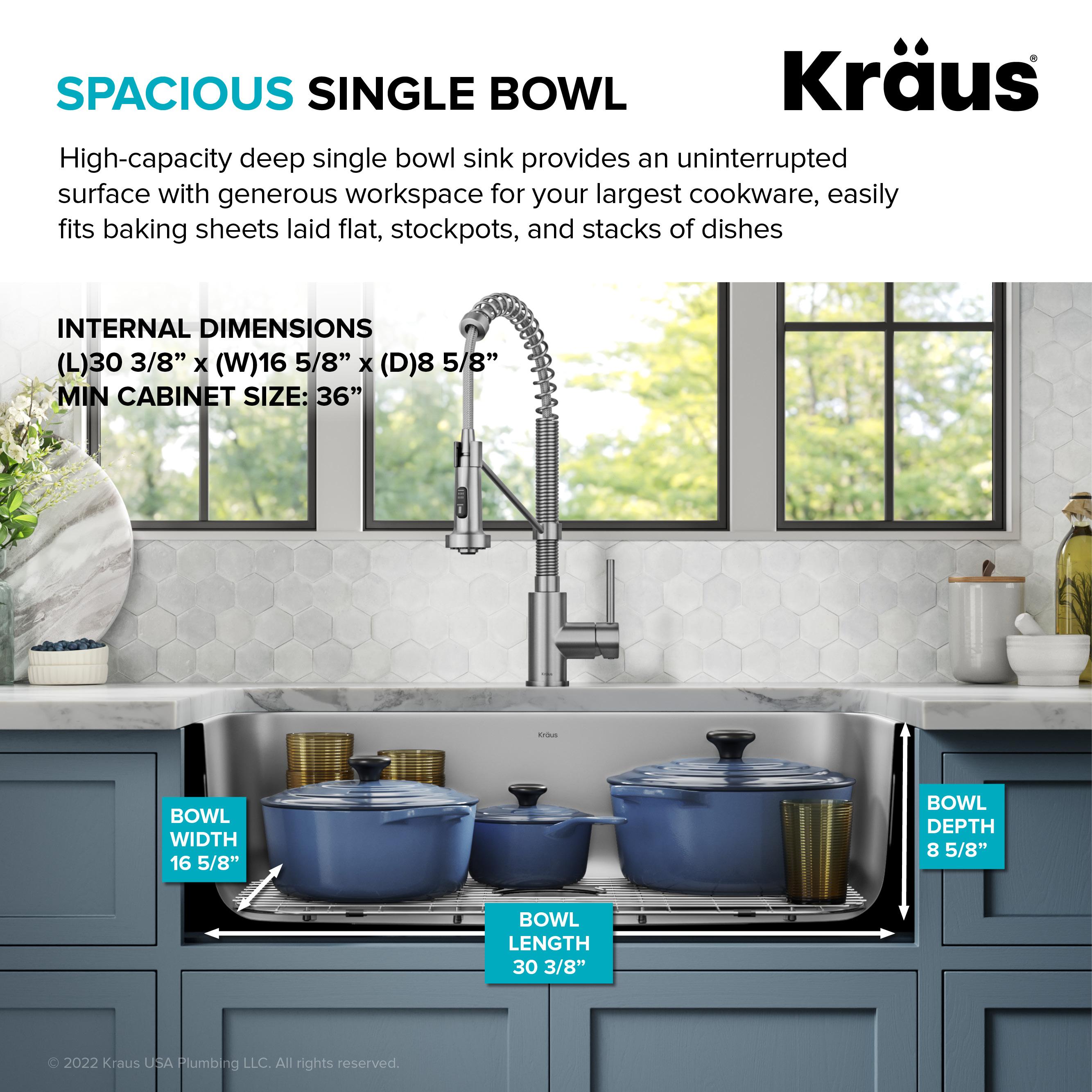 KRAUS Premier Undermount Single Bowl 18-Gauge Stainless Steel Kitchen Sink