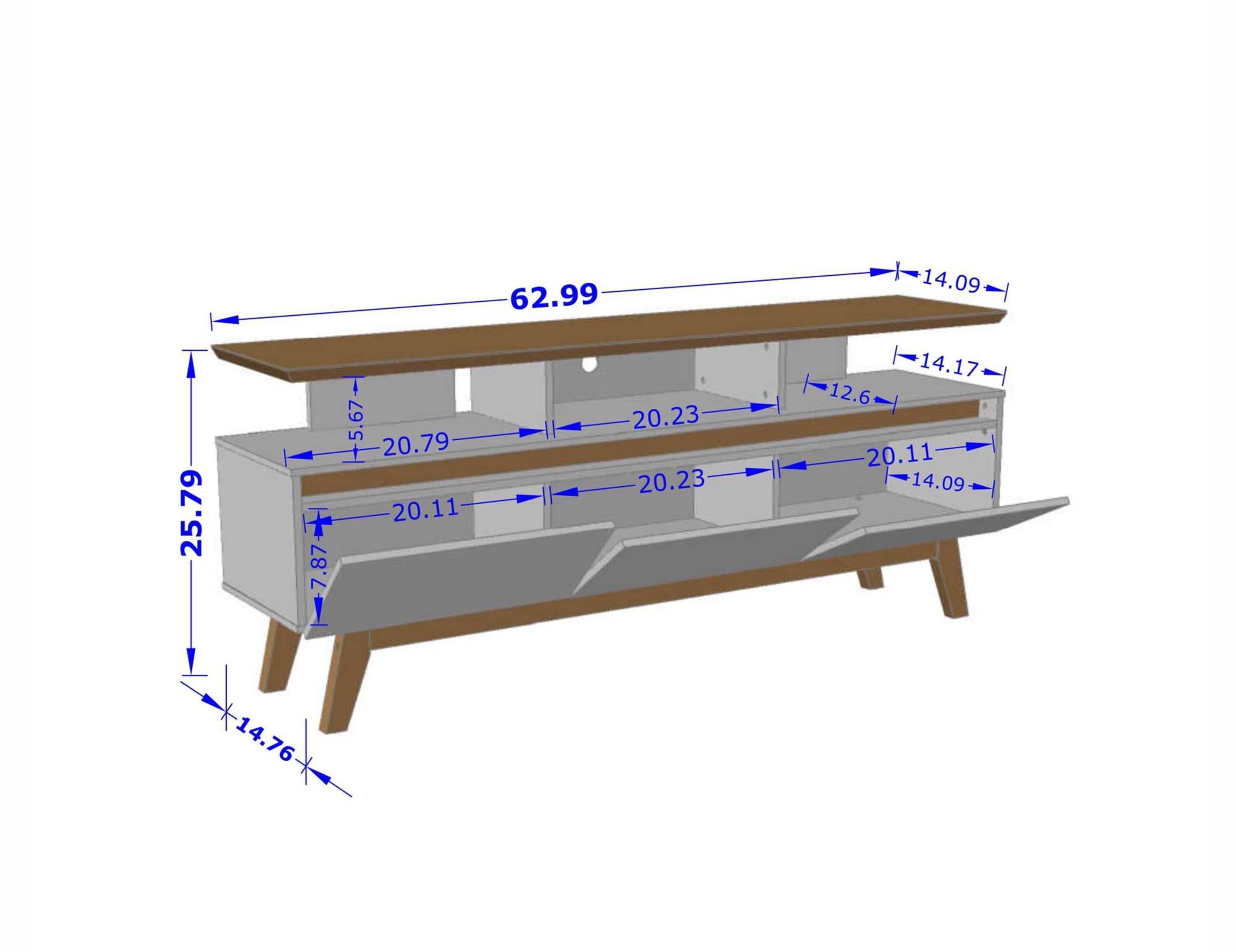 Yonkers TV Stand for TVs up to 60" Rustic Brown - Manhattan Comfort: Mid-Century Storage, Cable Management