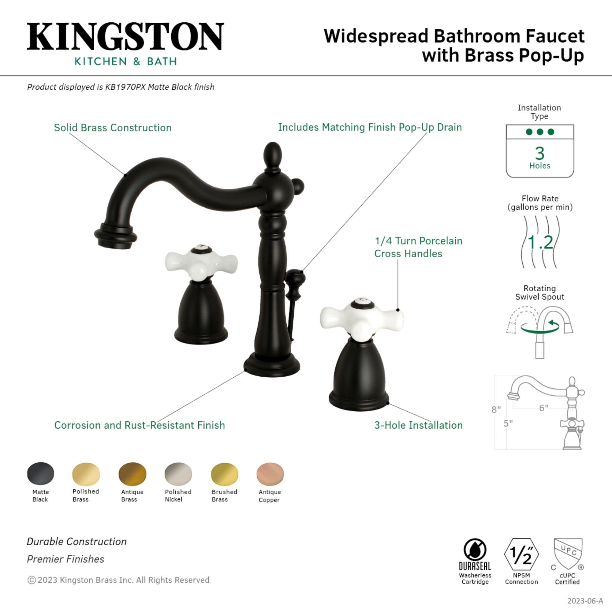 Heritage Widespread Bathroom Faucet with Double Porcelain Cross Handles