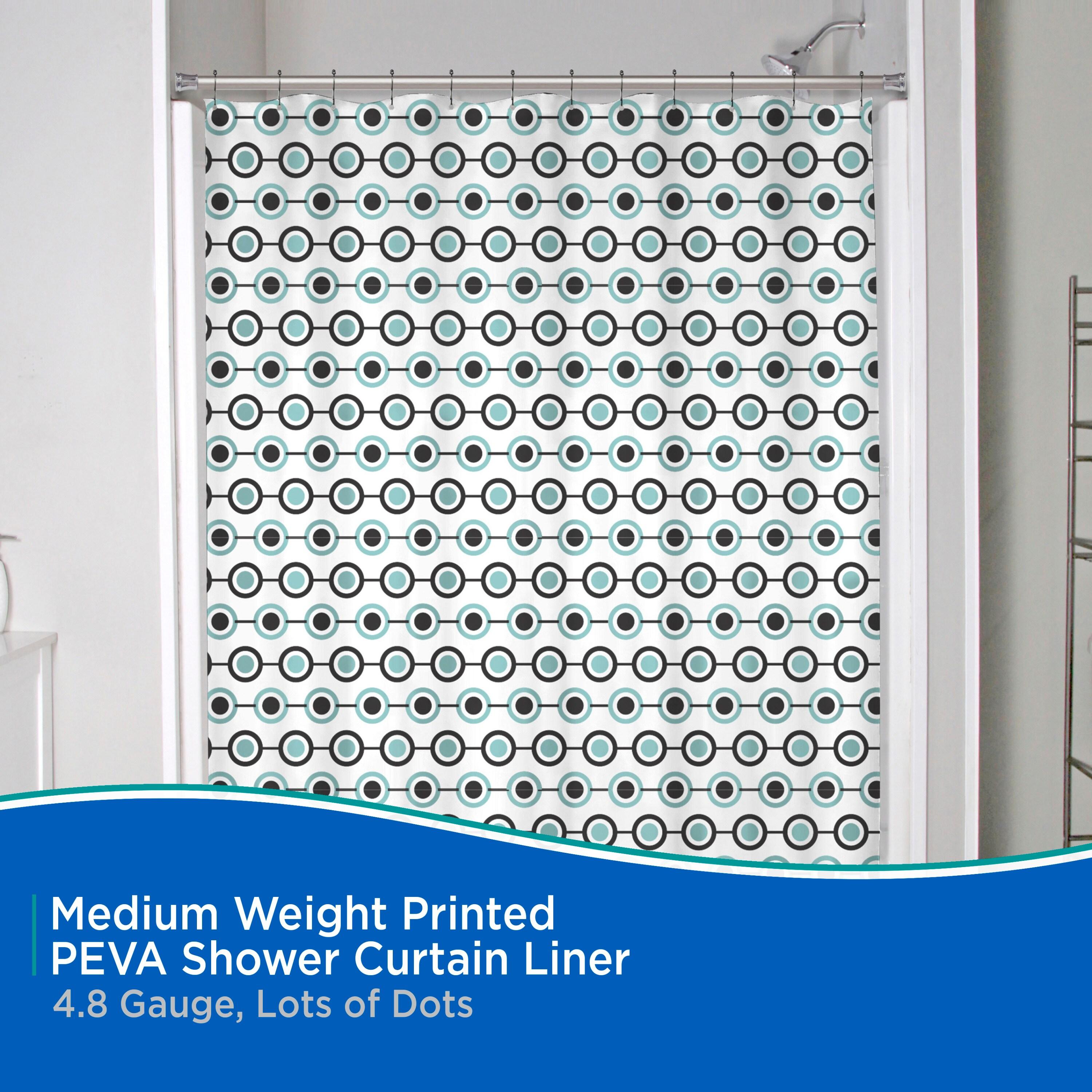 Kenney® Medium Weight Decorative PEVA Shower Curtain Liner, 70" W x 72" H, Lots of Dots