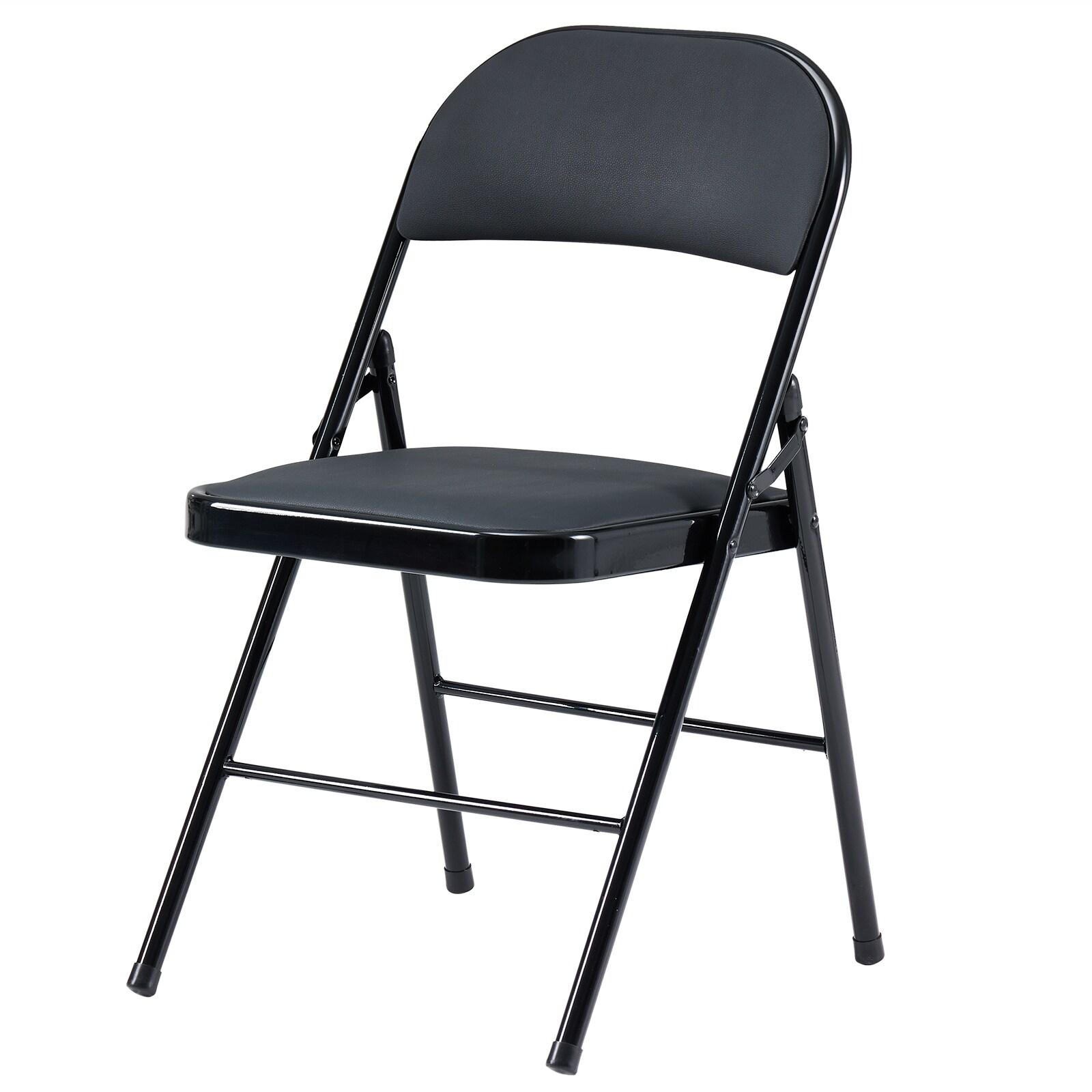 Ktaxon 6 Pack Folding Chairs Wedding Party Chair Foldable Dining Chairs with Metal Frame and Soft Cushion Black