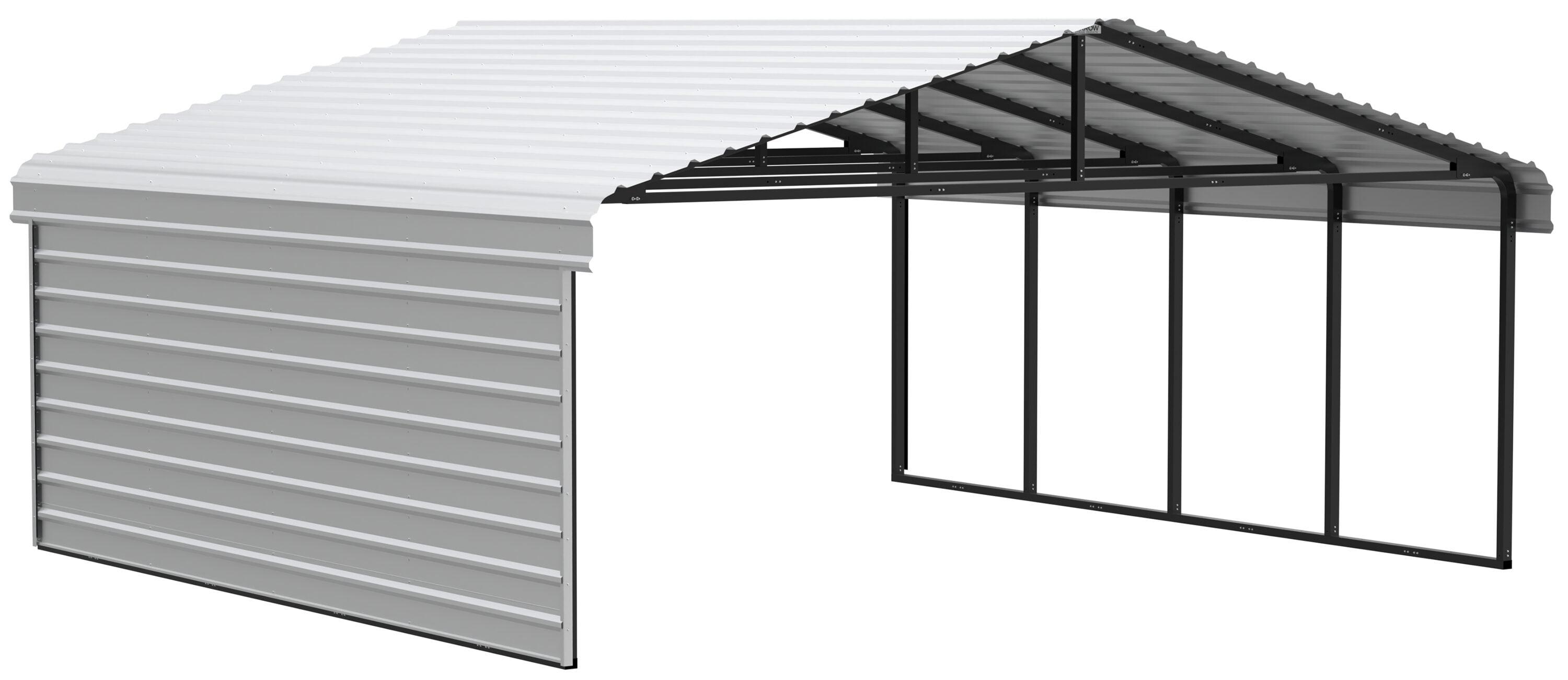 Arrow Arrow Steel Carport with 1 Side Wall Kit, 20x20x09