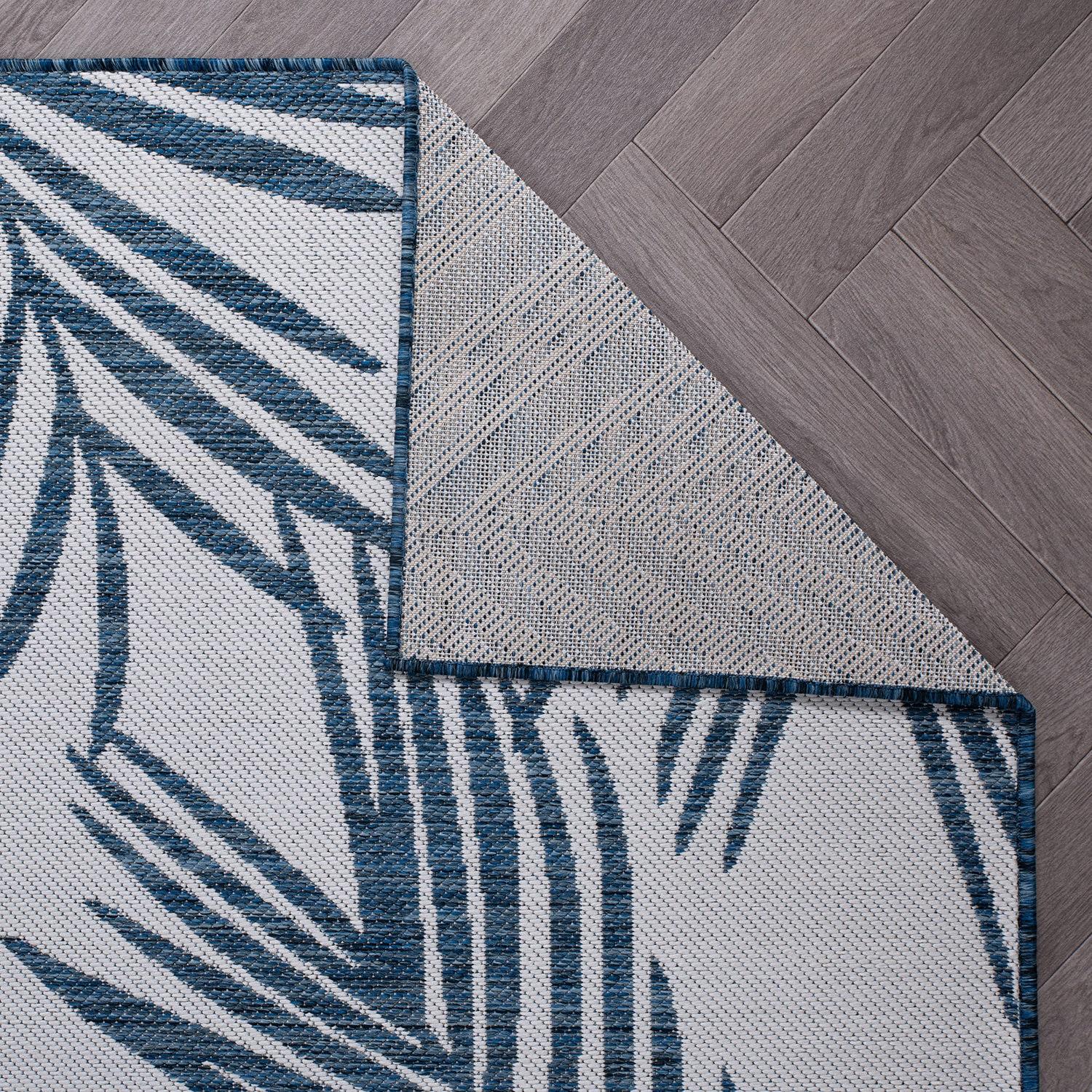 World Rug Gallery Contemporary Distressed Leaves Textured Flat Weave Indoor/Outdoor Area Rug - NAVY 7'10"X10'