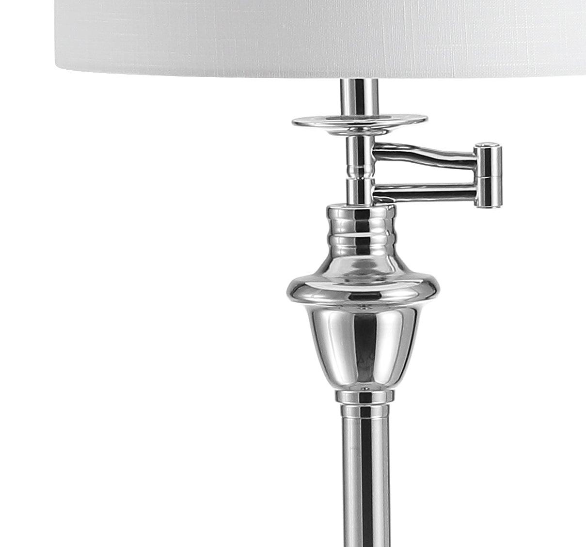 JONATHAN Y JYL3055B Cora 60" Metal/Glass LED Side Table and Floor Lamp, Contemporary, Transitional for living room, dinning room, bedroom, office Bulb Included, Chrome