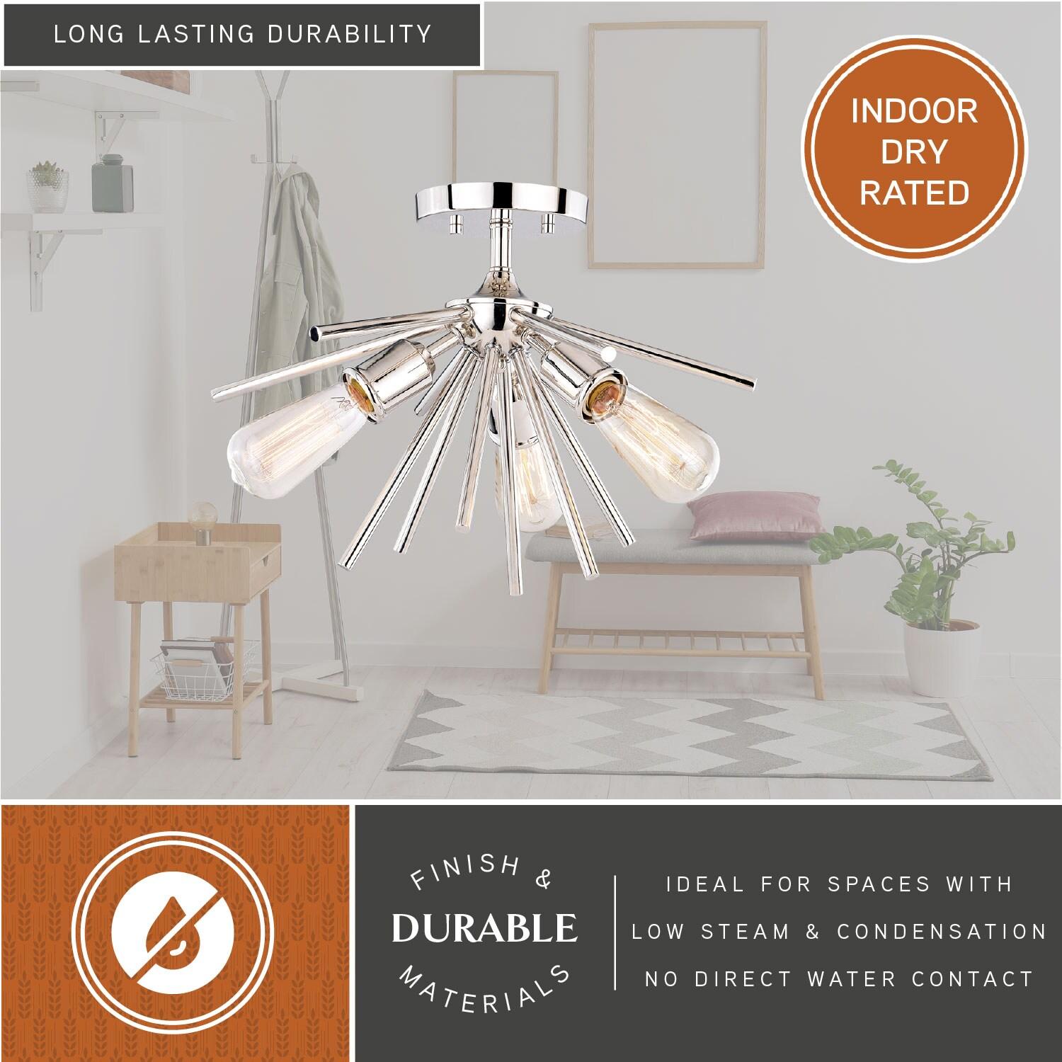 Vaxcel Estelle 3 - Light Flush Mount in  Polished Nickel