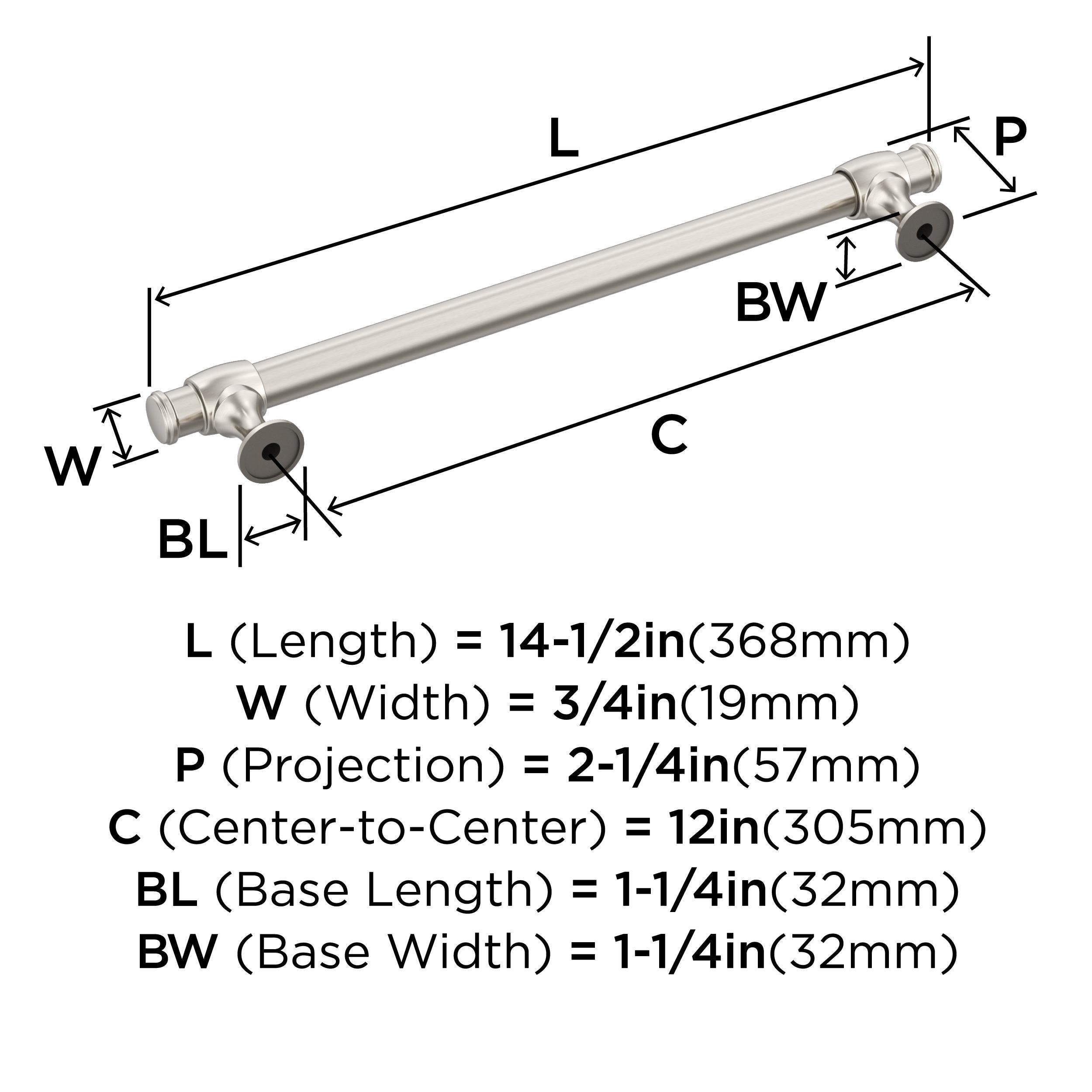 Amerock Winsome 12 inch (305mm) Center-to-Center Satin Nickel Appliance Pull