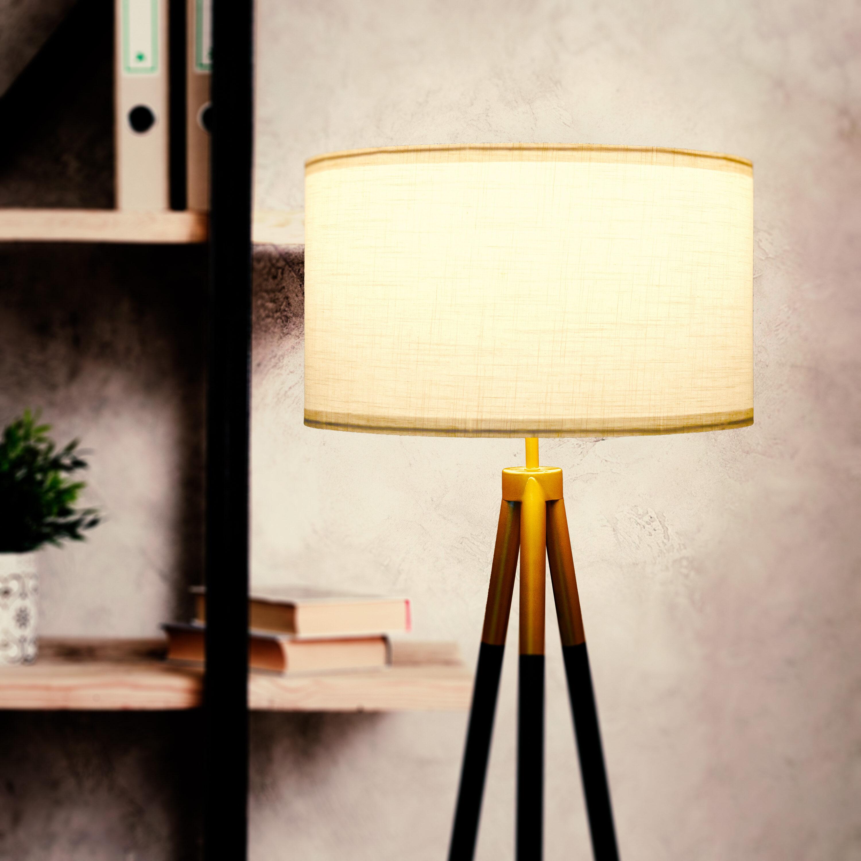 Brightech Levi 61 in. Mid Century Modern Tripod Floor Lamp with Fabric Drum Shade and Gold Finish - LED Bulb Included