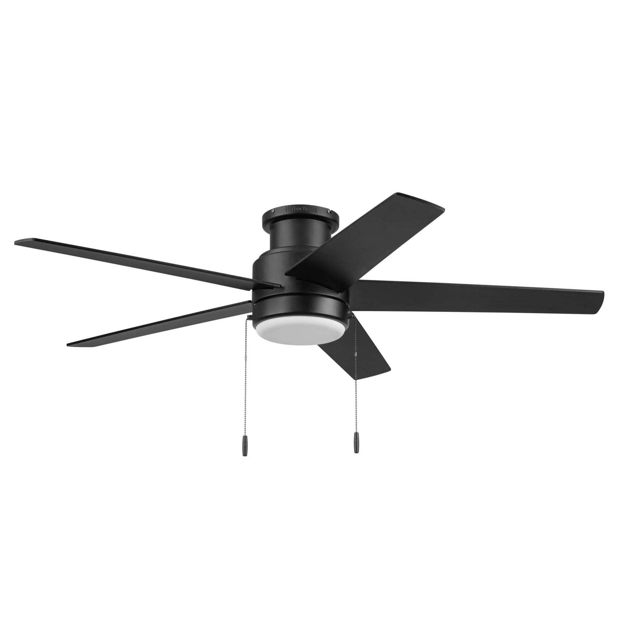 Harbor Breeze Fairbanks 52-Inches Matte Black with Black/Sable Blades Color-Changing Indoor/Outdoor Flush mount Standard Ceiling Fan With Light ( 5 -Blade)