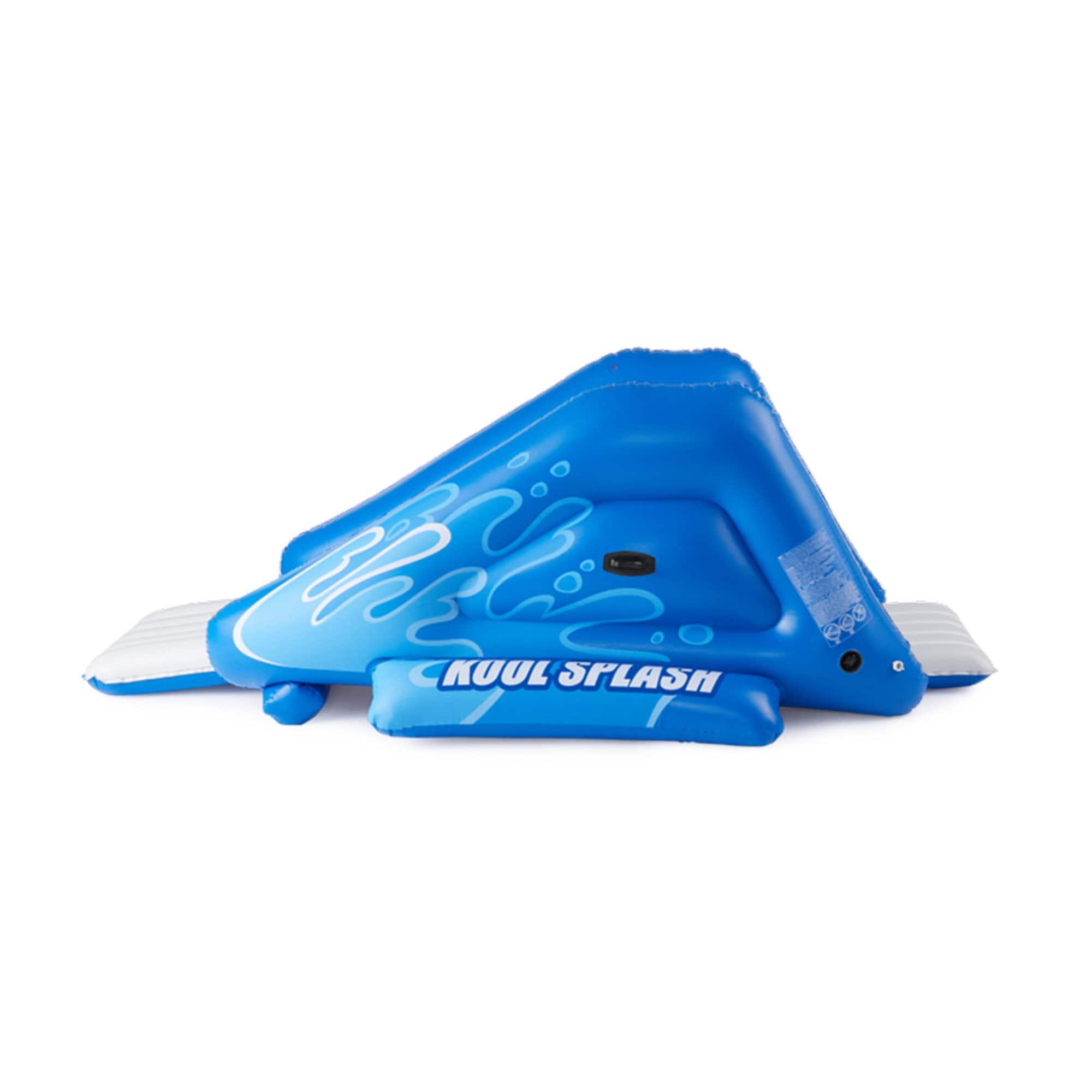 Intex Kool Splash Inflatable Play Center Swimming Pool Water Slide, Blue, and Inflatable 8.5'x5.75' Swim Center Family Pool for 2-3 Kids, Blue & White