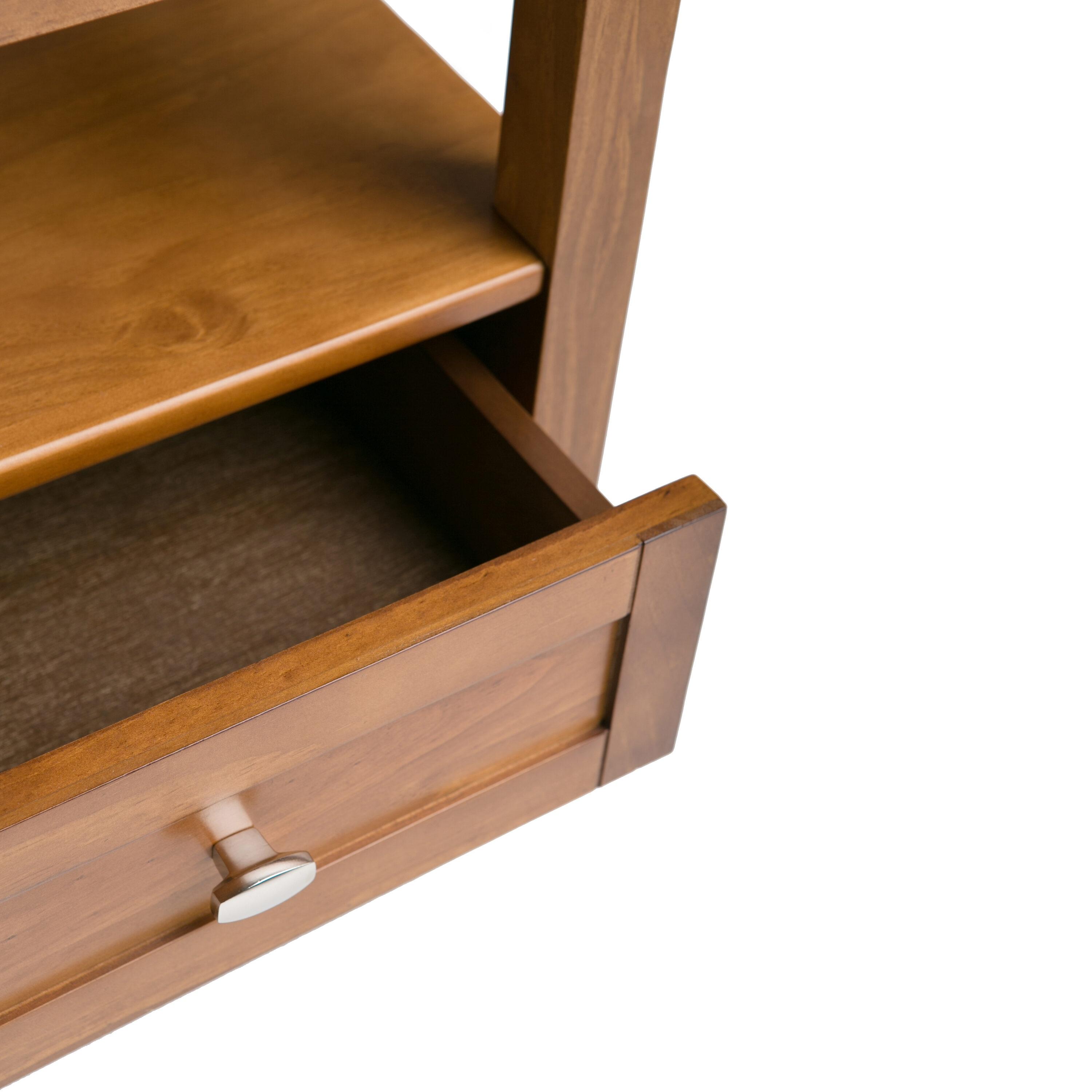 Warm Solid Wood End Table with Storage