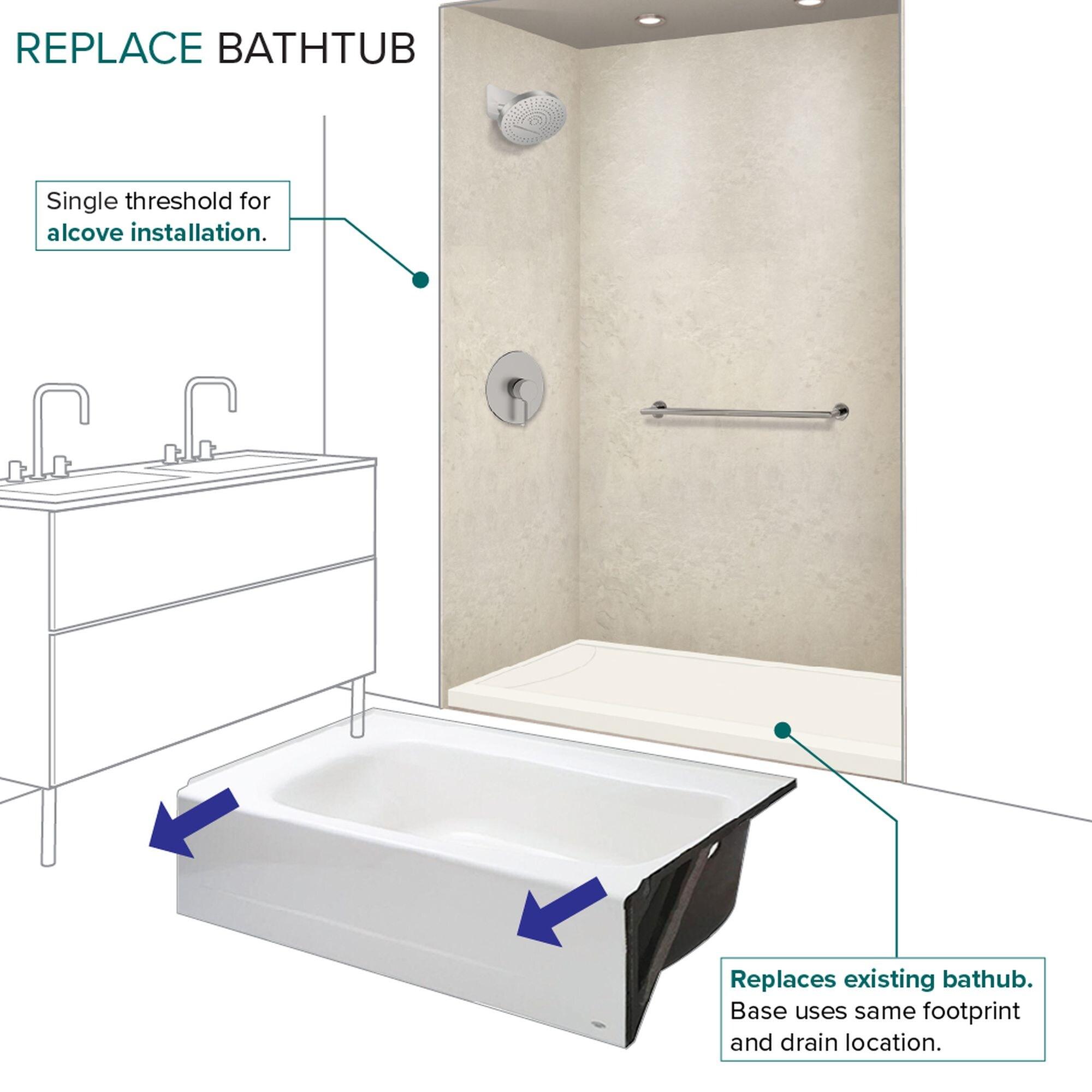 Transolid Transolid 60-in x 32-in Cast Solid Surface Tub Replacement Base Linear FSLB6032R-02
