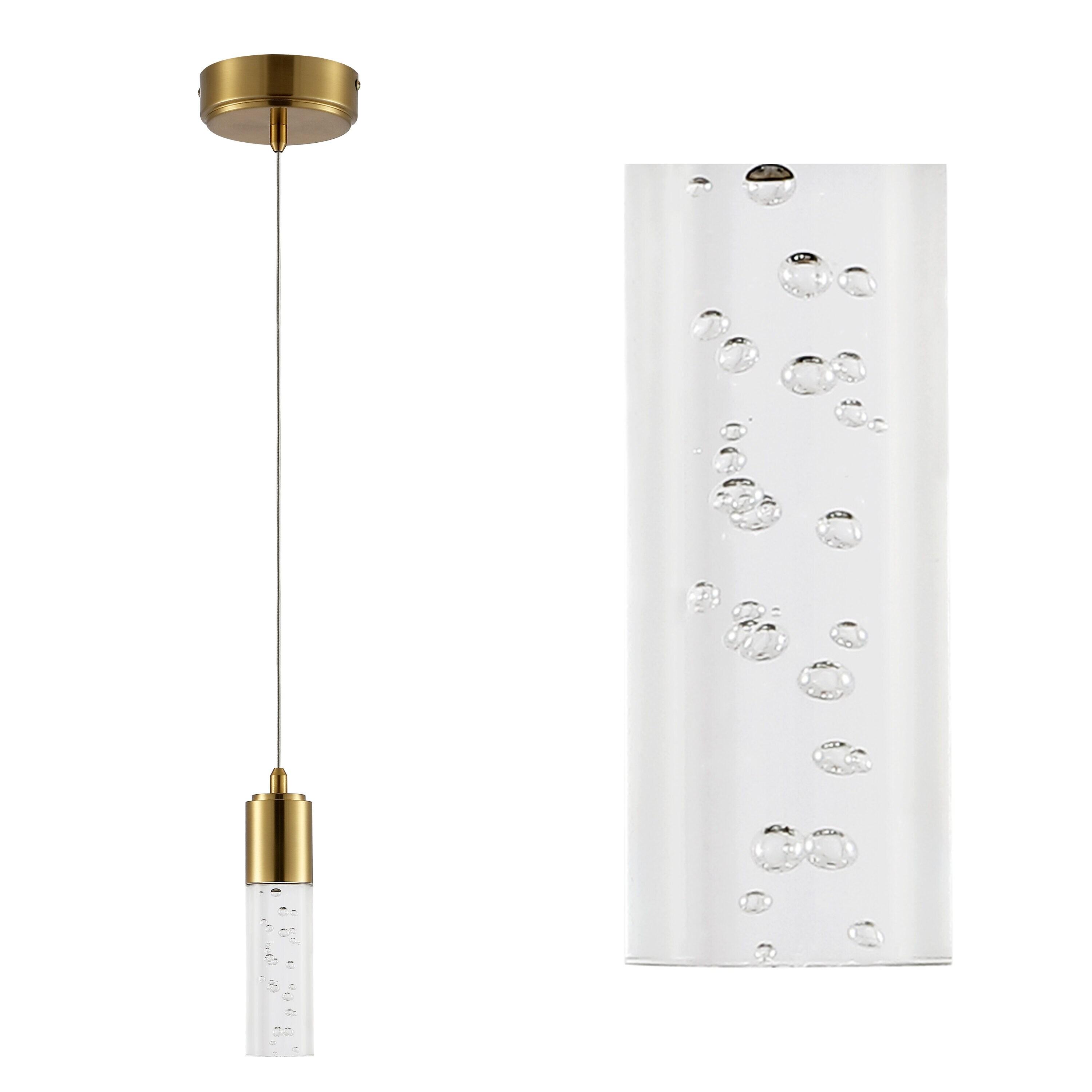 JONATHAN Y Cristal 1-Light Bubble Acrylic/Iron Modern Minimalist Integrated LED Pendant, by JONATHAN  Y - 1 Light Gold