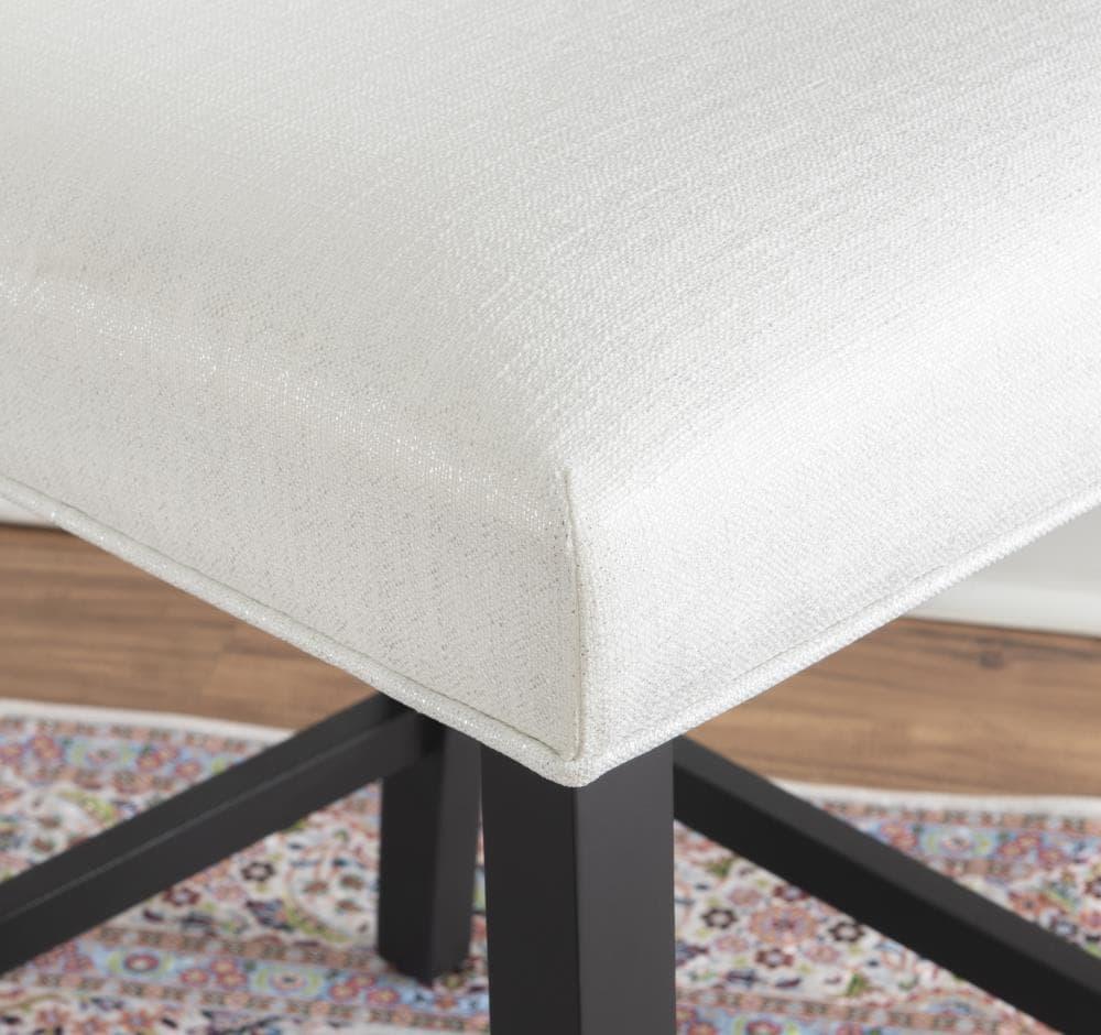 Linon 24" Stewart Padded Back and Seat Faux Leather Upholstered Counter Height Barstool - Glitz White: Elegant Nailhead Trim, Wood Legs