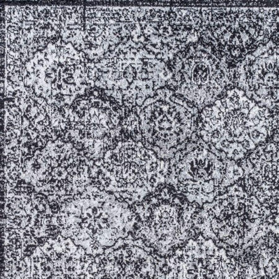 2' x 8' Modern Persian Boho Vintage Trellis Runner Rug, Black/Ivory - JONATHAN Y