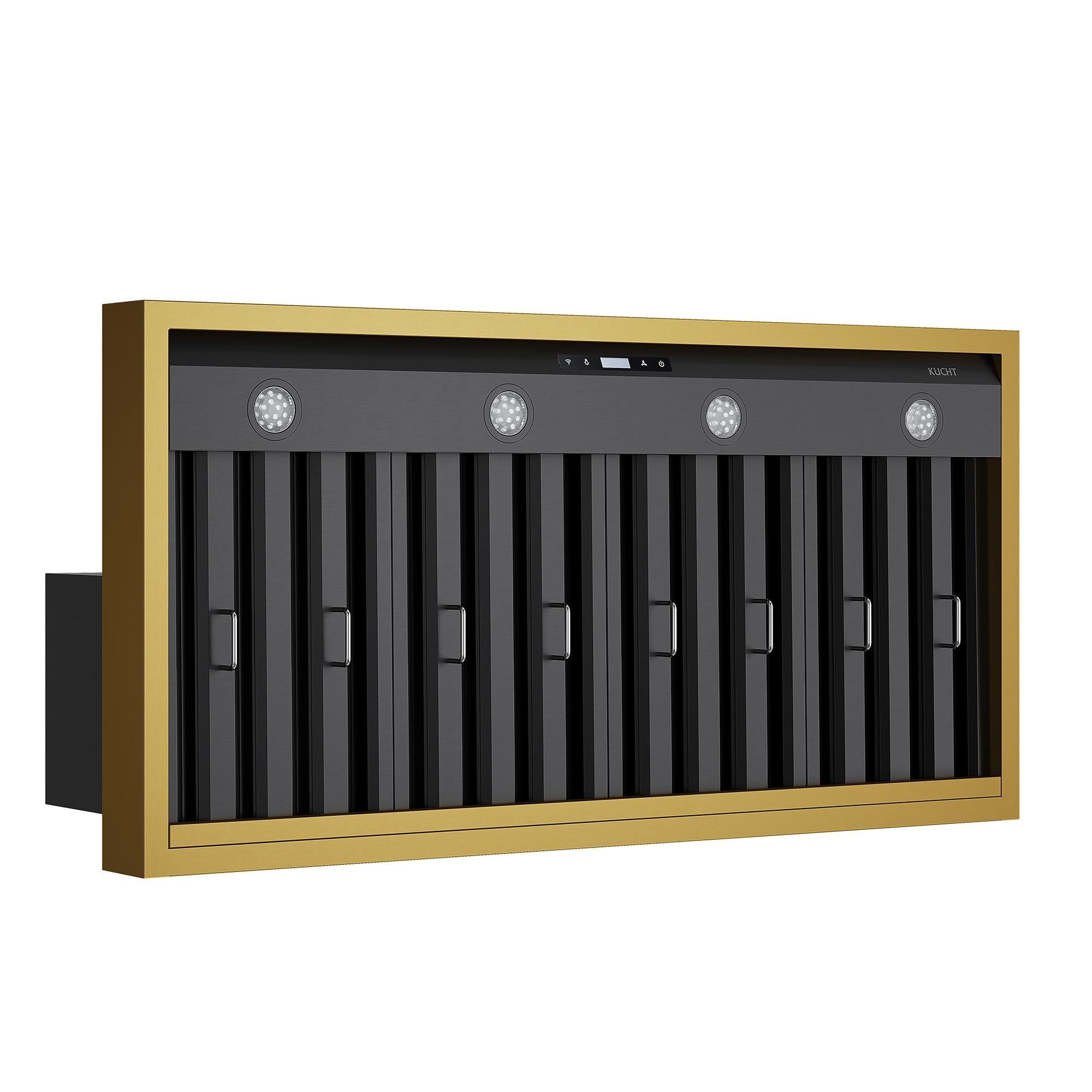 48 in. 800 CFM Wall Mounted Range Hood with Gold Accents