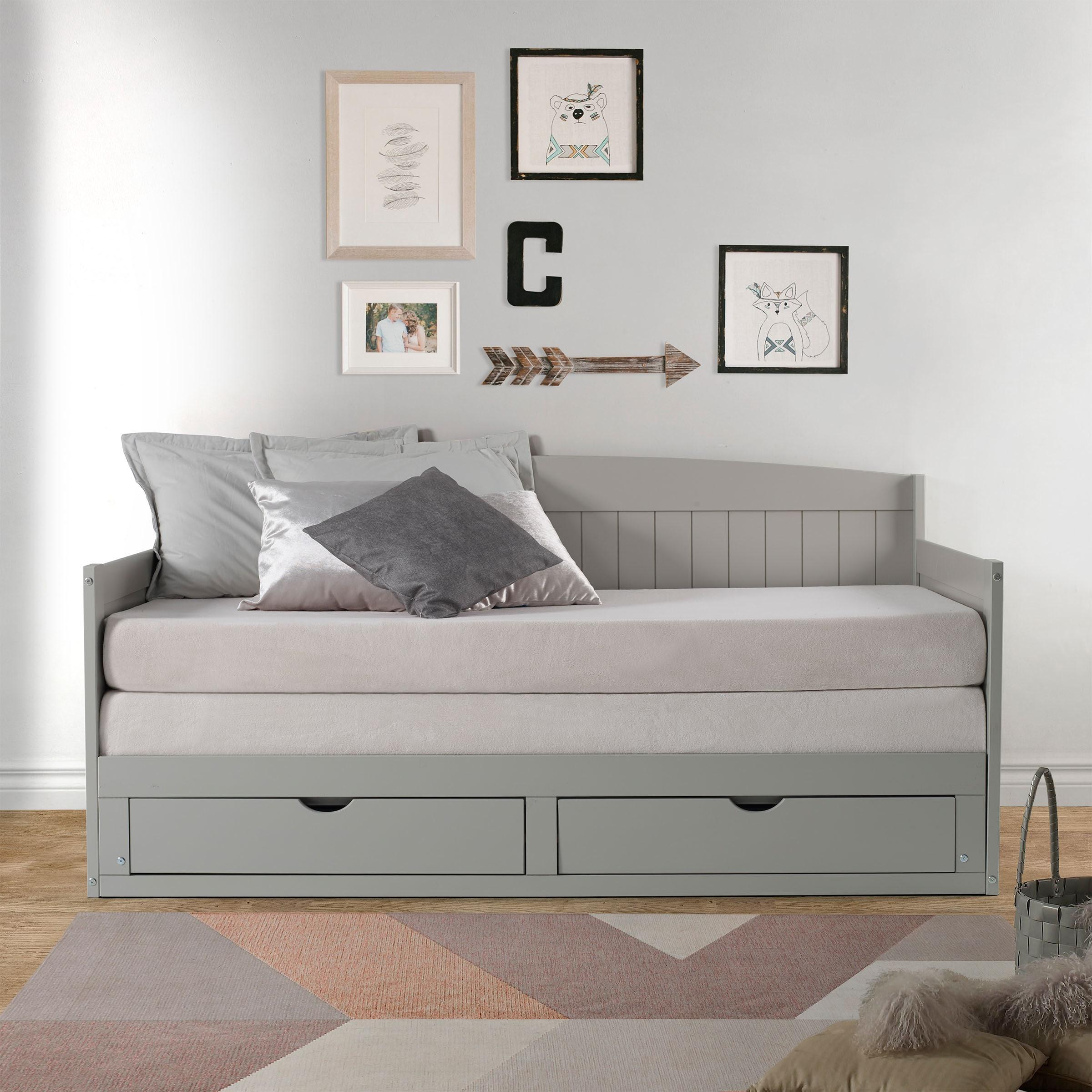 Alaterre Furniture King Harmony Kids' Daybed with Conversion Dove Gray