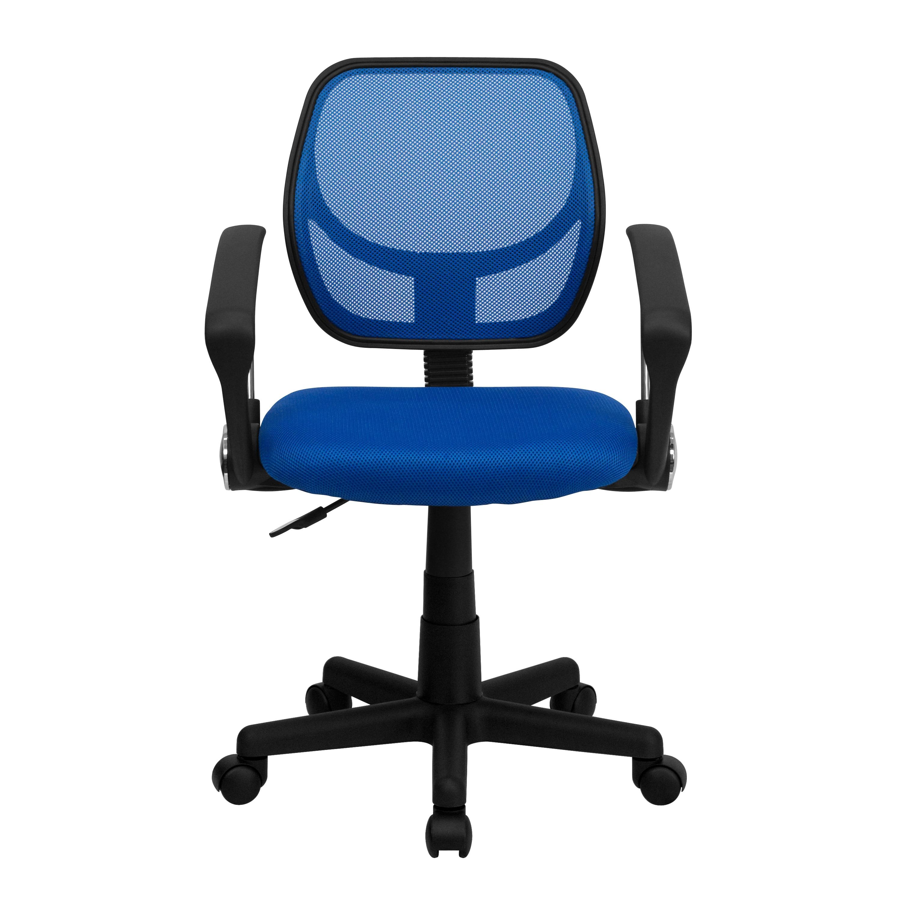 Blue Mesh Low Back Swivel Task Chair with Fixed Arms