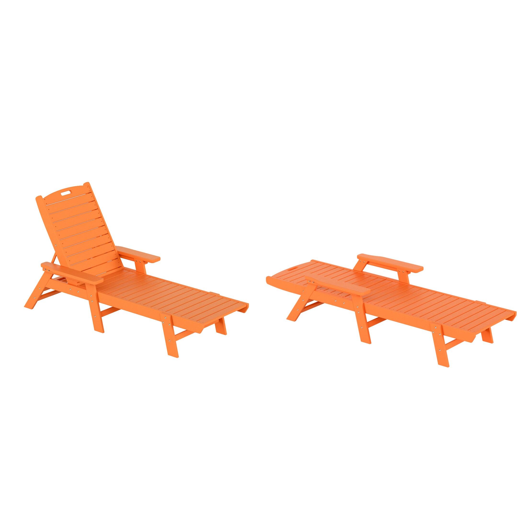 Polytrends  Laguna Hdpe All Weather Outdoor Patio Pool Reclining Chaise Lounge Orange