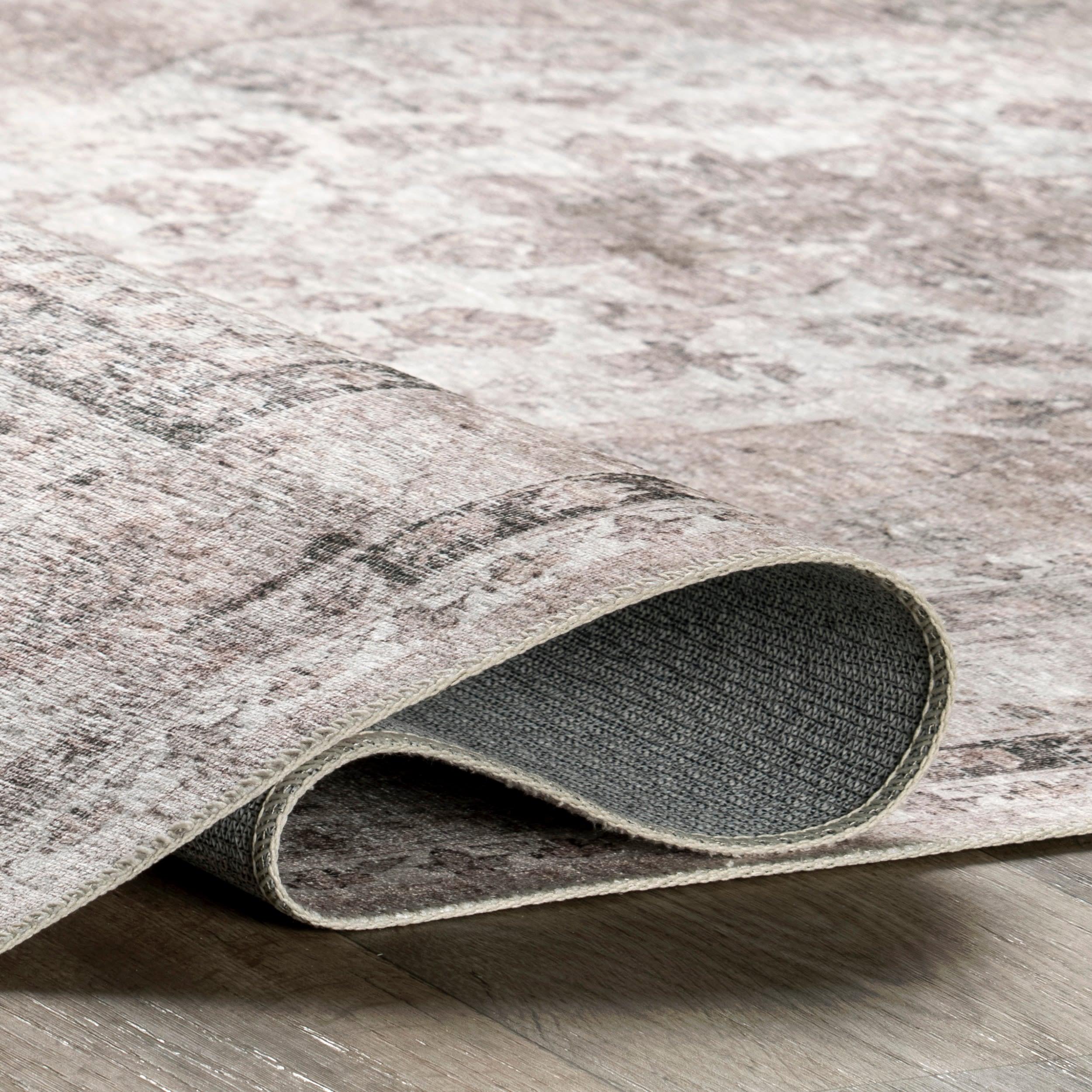 Nuloom Davi Faded Spill Proof Treated Pet Friendly Premium Machine Washable Area Rug, 3' x 5', Stone