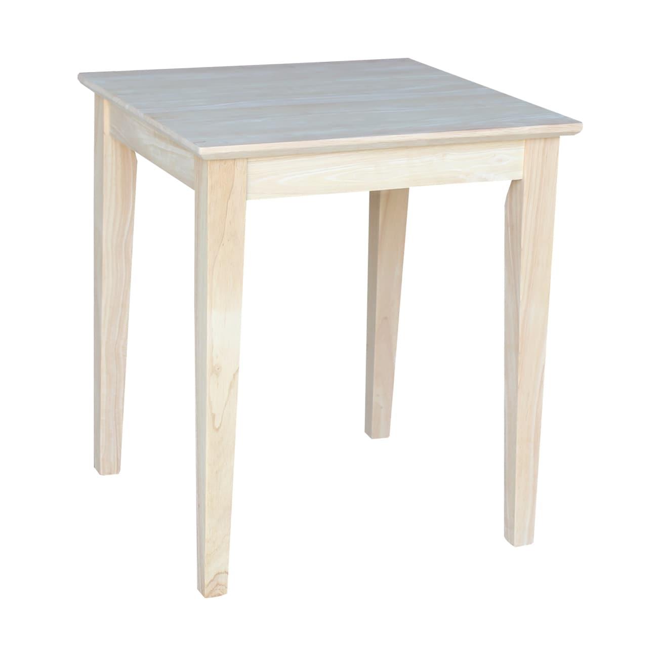 International Concepts Shaker Tall End Table: Hardwood Square Unfinished Accent Furniture