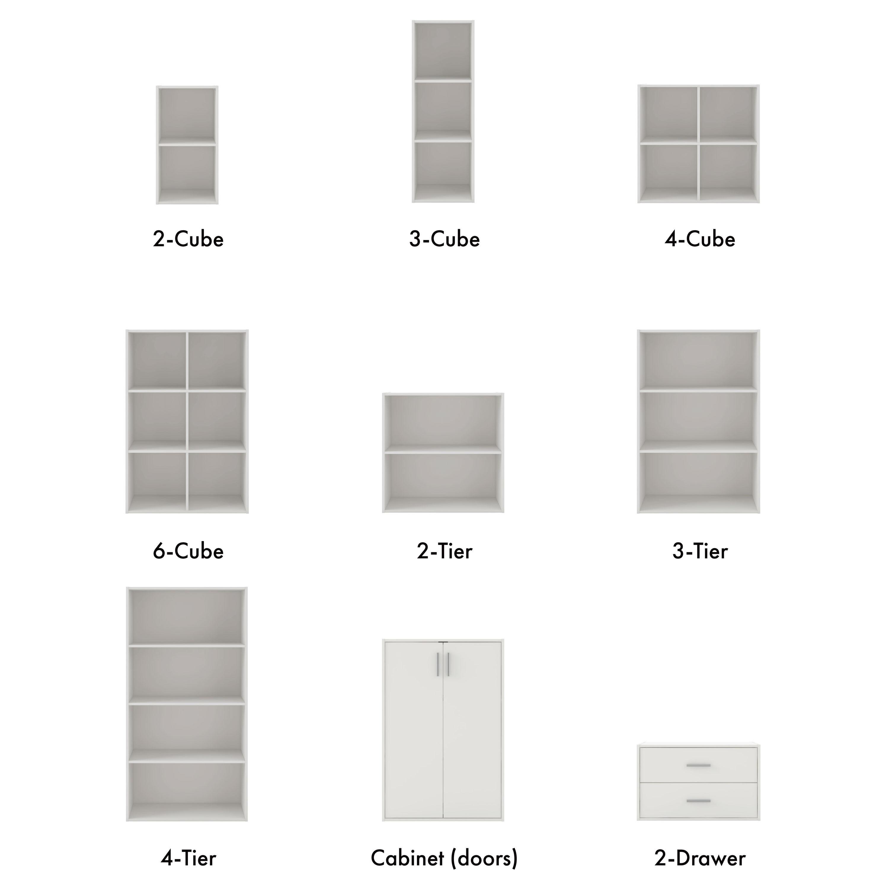 24/7 Shop At Home 46.9" Silkpath Modern 4 Tier Stackable and Modular Bookcase White: Modular Organizer, Open Shelving
