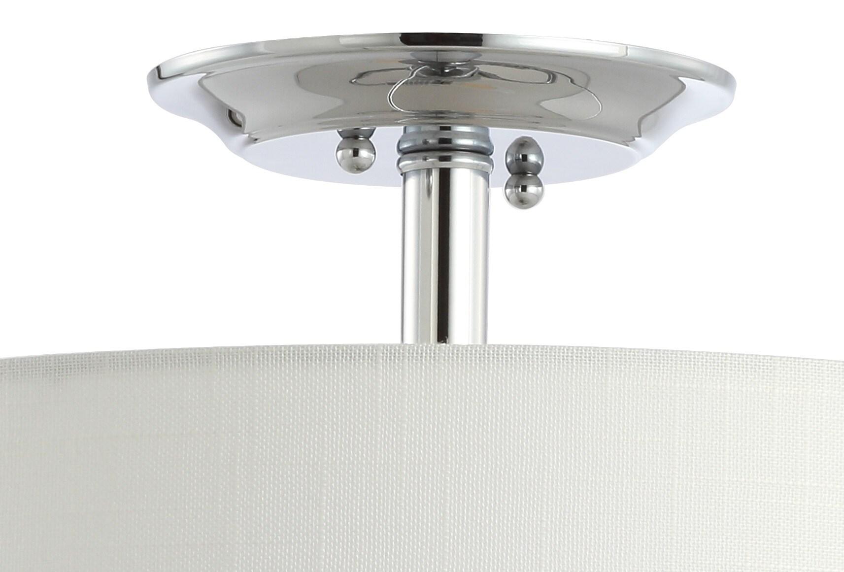 15" Marc Metal/Linen LED Semi-Flush Mount Chrome - JONATHAN Y: ETL Listed, 2-Light Fixture