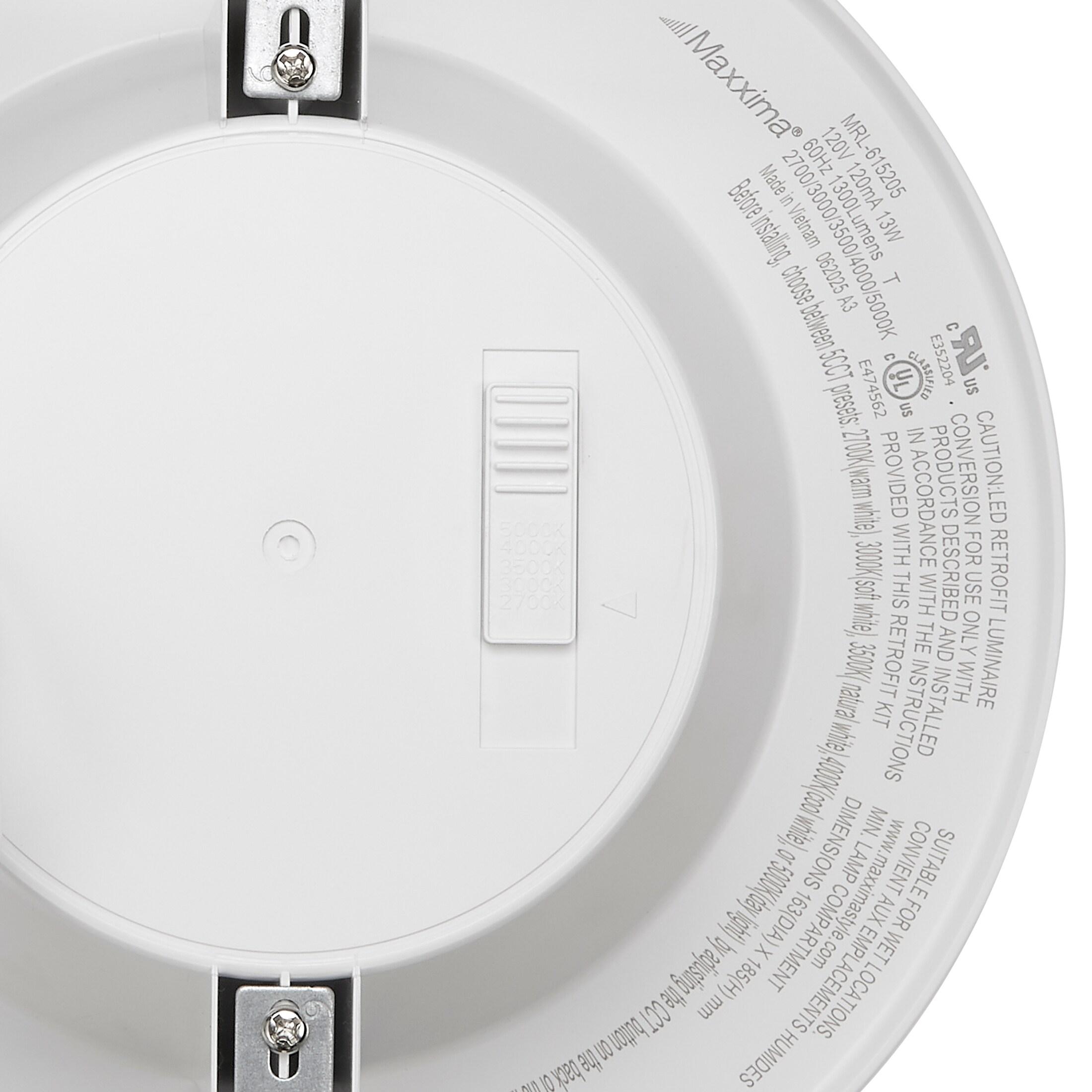 Maxxima 12 Pack 5 in. & 6 in. 5 CCT Retrofit Recessed LED Downlight - 1300 Lumens, E-26 Quick Connect, Dimmable, Color Selectable 2700K-5000K (2700K/3000K/3500K/4000K/5000K), Ideal for Contractors