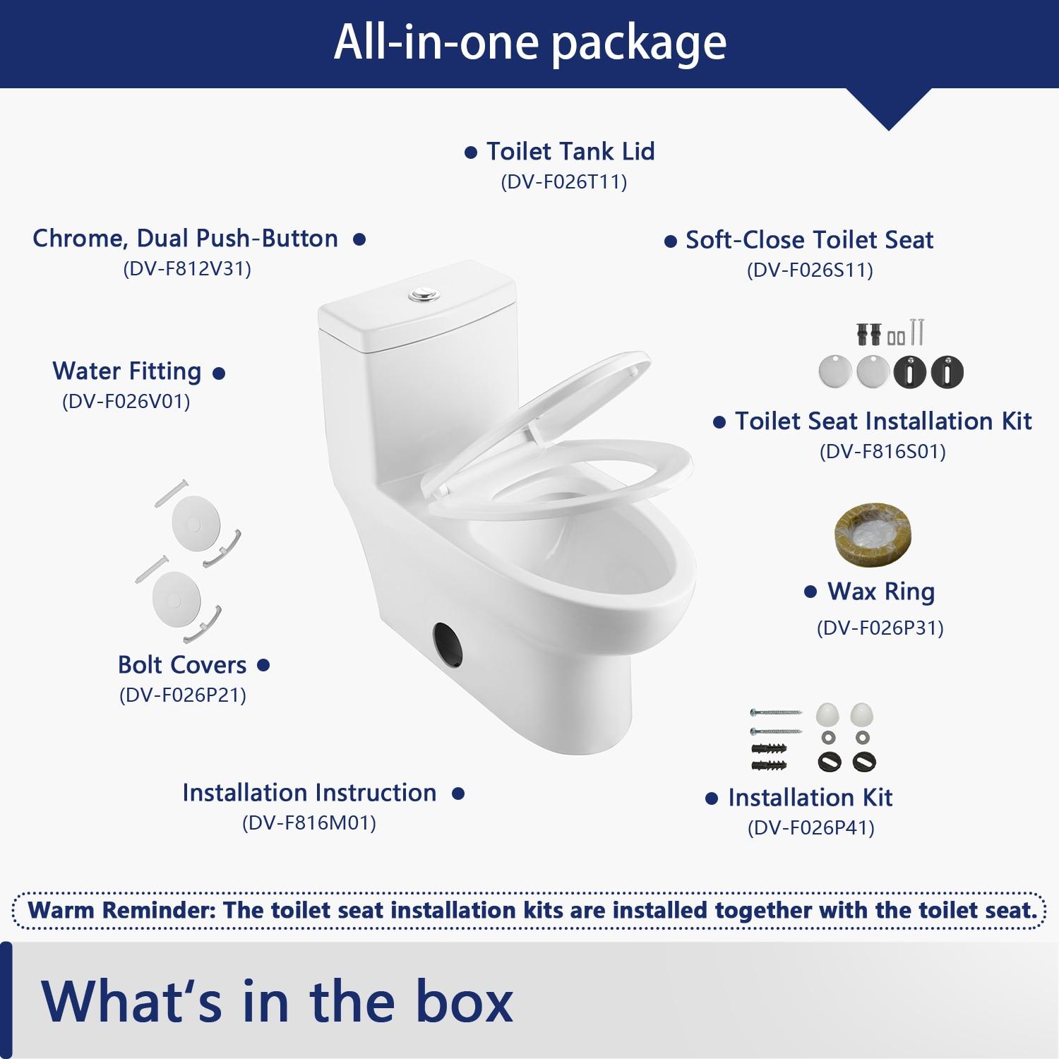 Ally Standard Bathroom Toielt, Modern Toilet with Comfort Chair Height Floor Mounted(Seat Included)