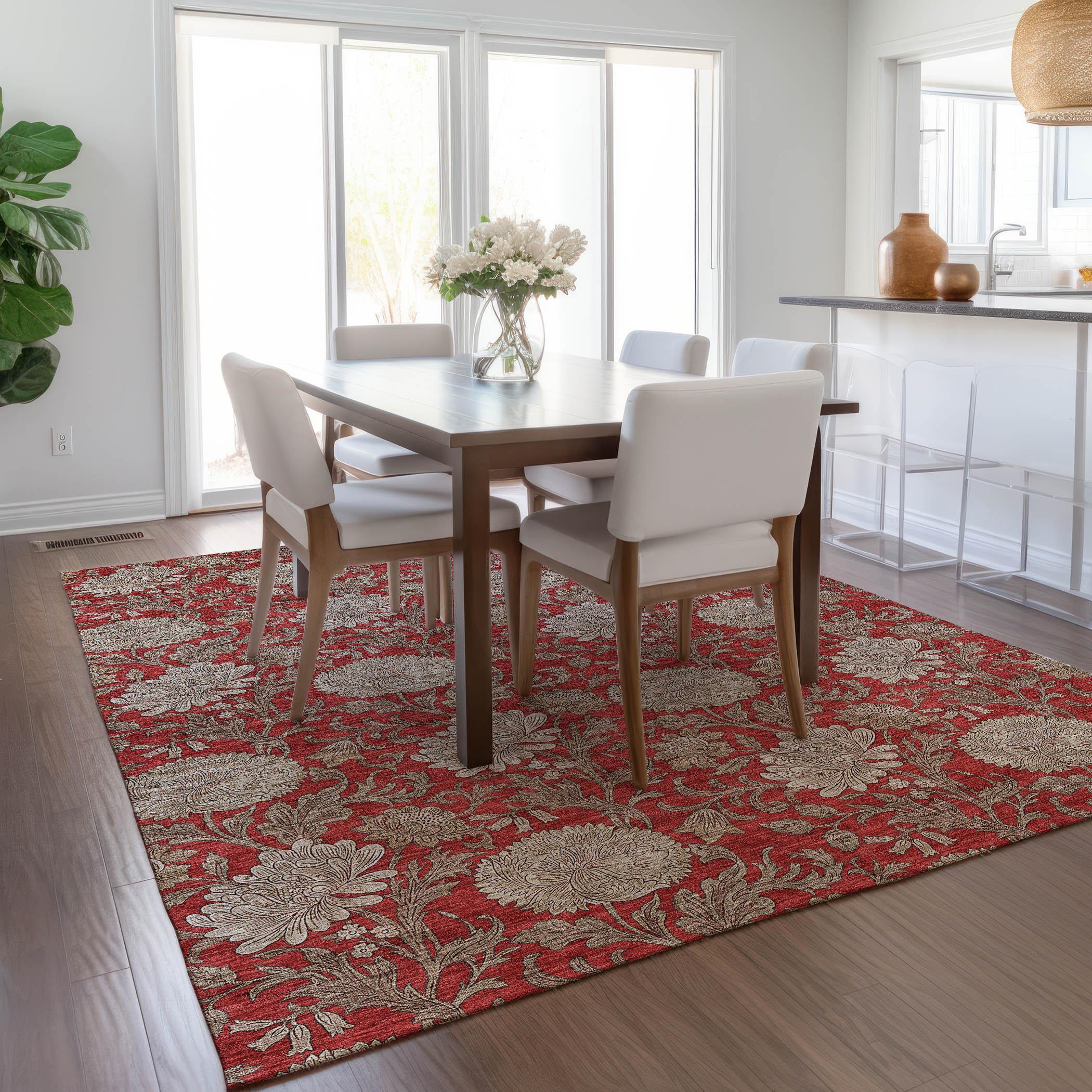Addison Rugs Machine Washable Indoor/ Outdoor Chantille Floral Rug Red - 2'6" x 3'10"