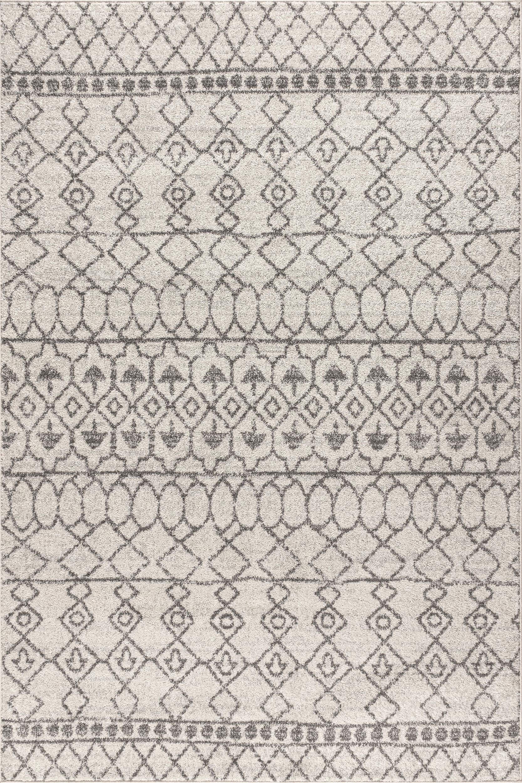 5'x8' Izil Moroccan Beni Souk Area Rug, Cream/Gray - JONATHAN Y