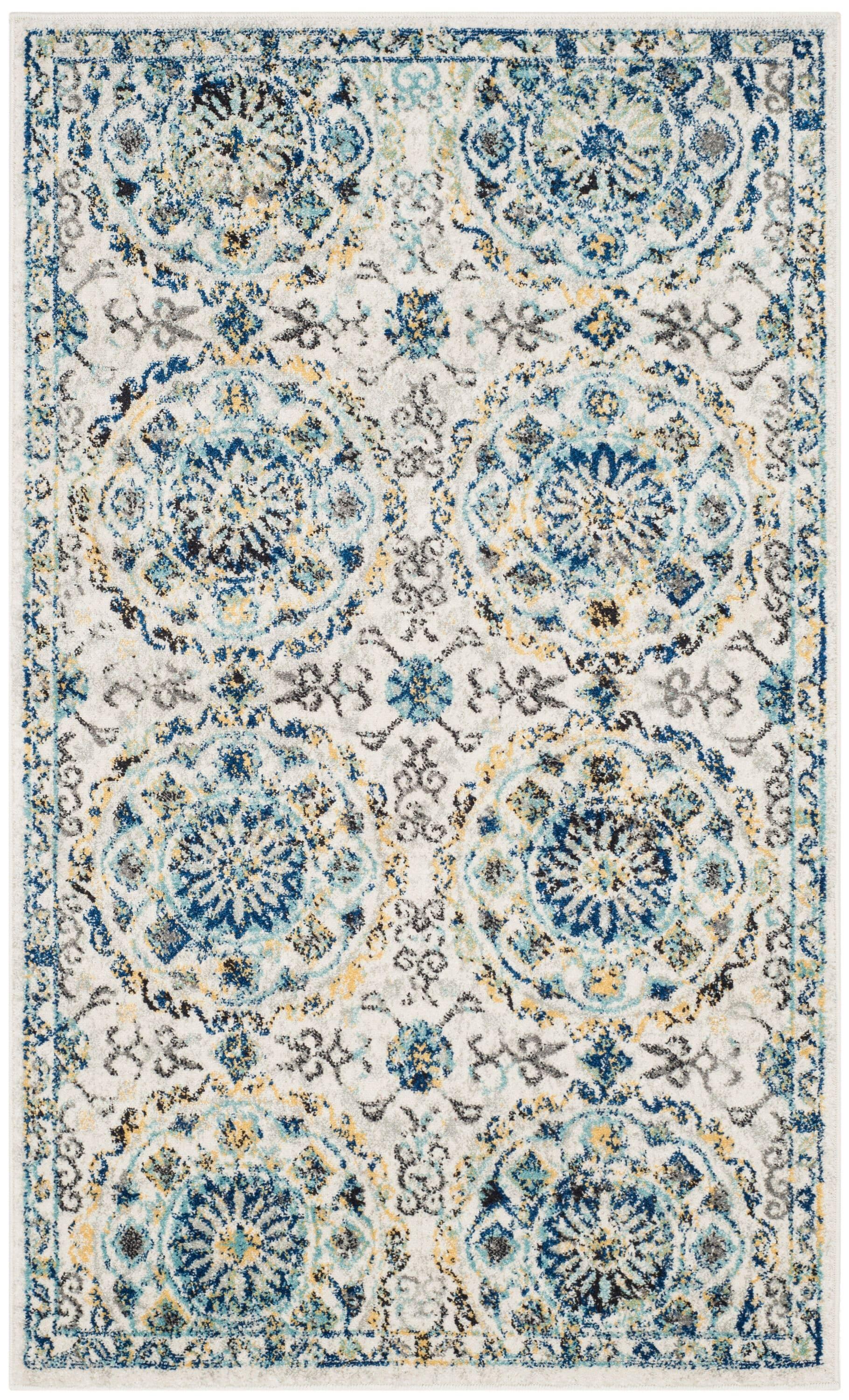 Evoke EVK252 Power Loomed Accent Rug - Ivory/Blue - 3'x5' - Safavieh.