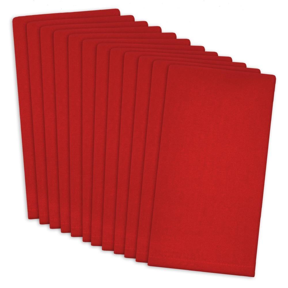 Tango Red Cotton Twill Square Buffet Napkin Set, 16x16, 12 Piece