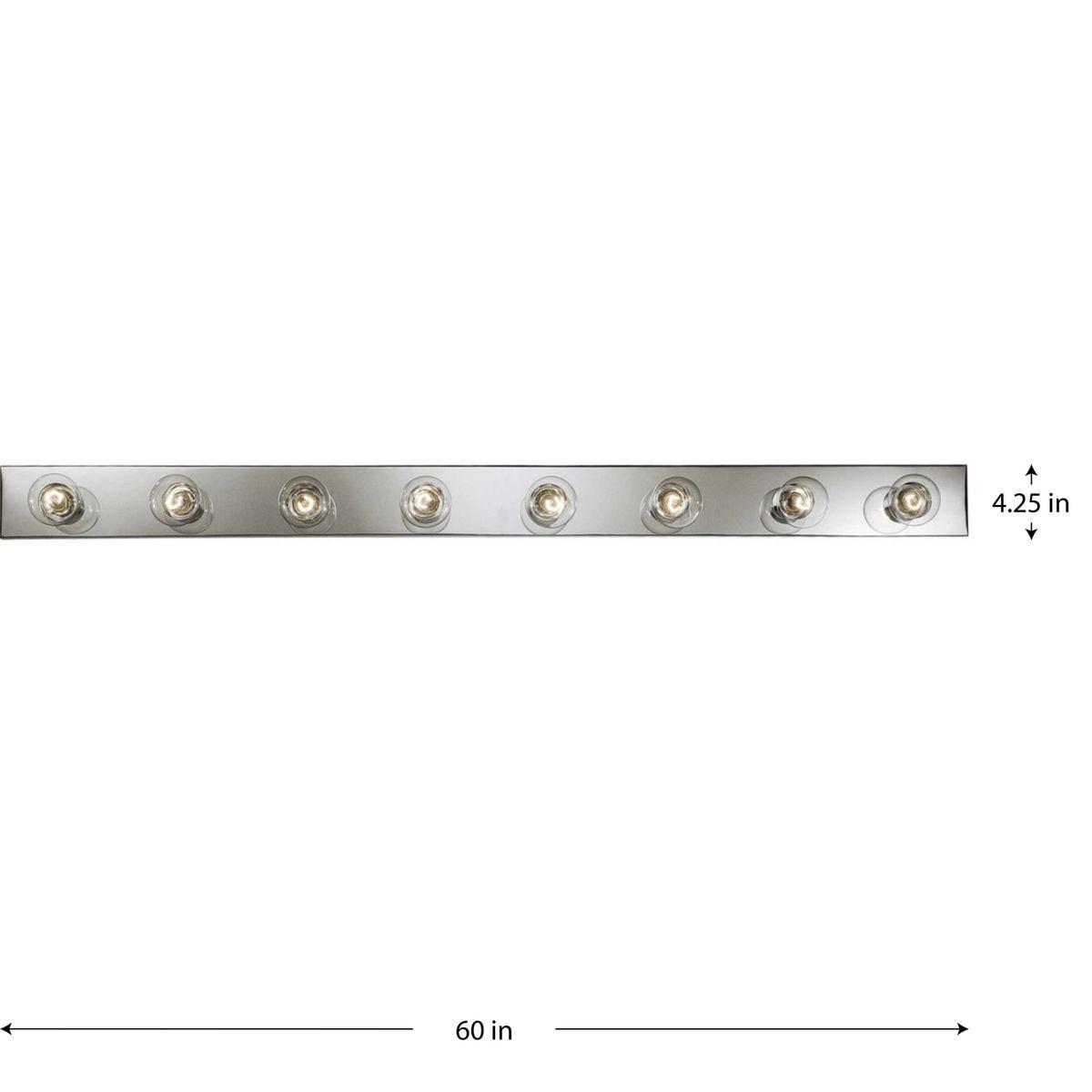 Progress Lighting Broadway 8-Light Wall Light in Polished Chrome with Shade