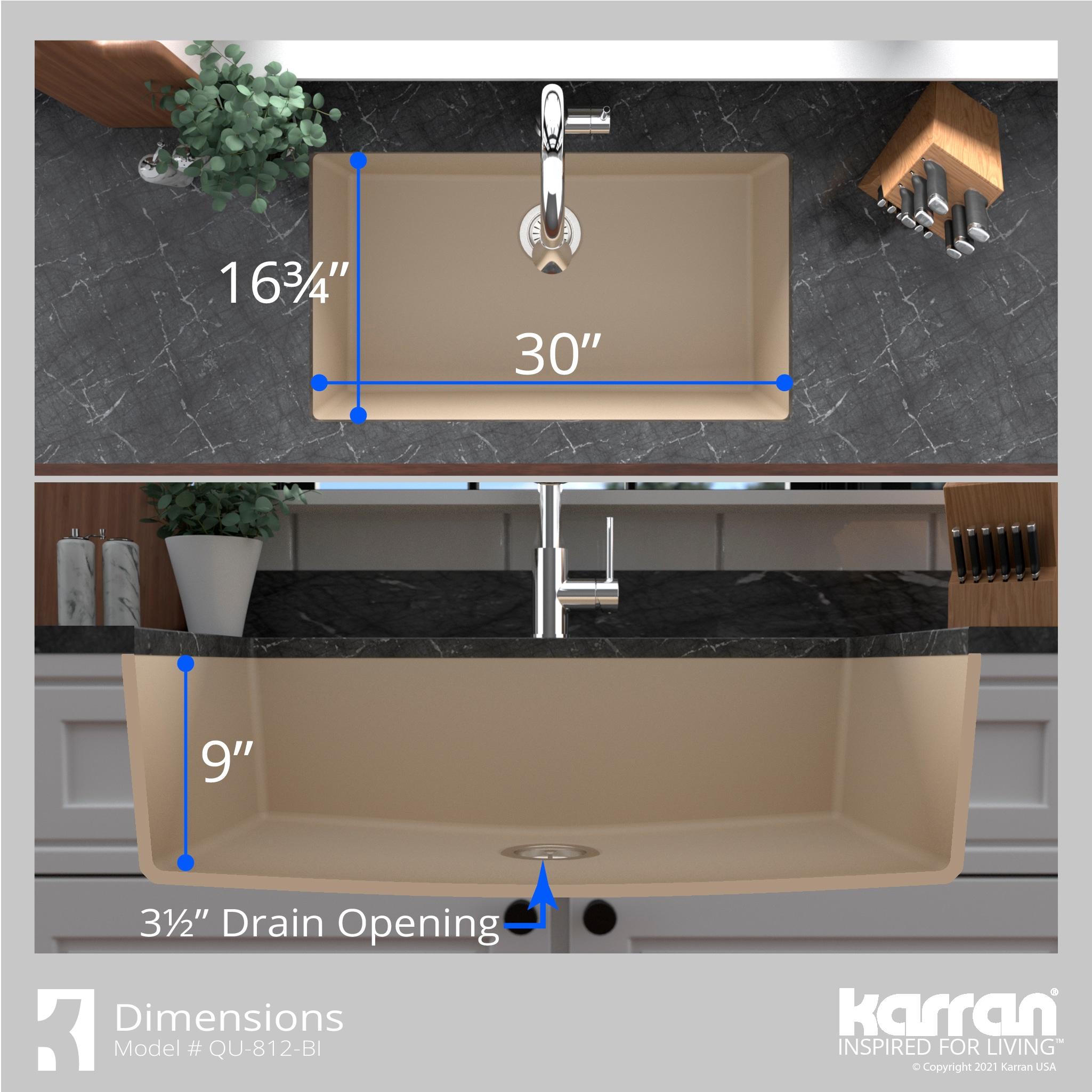 Karran Quartz 32-1/4'' X 19-1/4'' Large Single Bowl Undermount Kitchen Sink