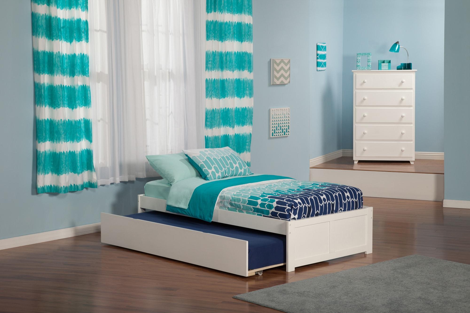 Concord Platform Bed with Flat Panel Foot Board and Twin Size Urban Trundle Bed, Multiple Colors, Multiple Sizes