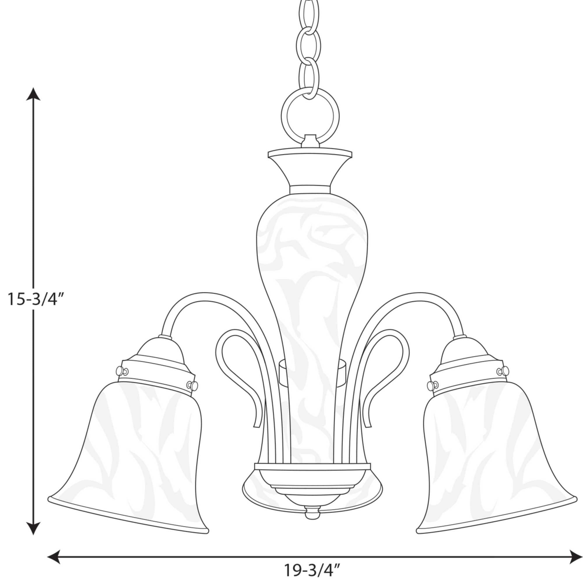 Progress Lighting Bedford 3-Light Chandelier, Brushed Nickel, Alabaster Glass Shades