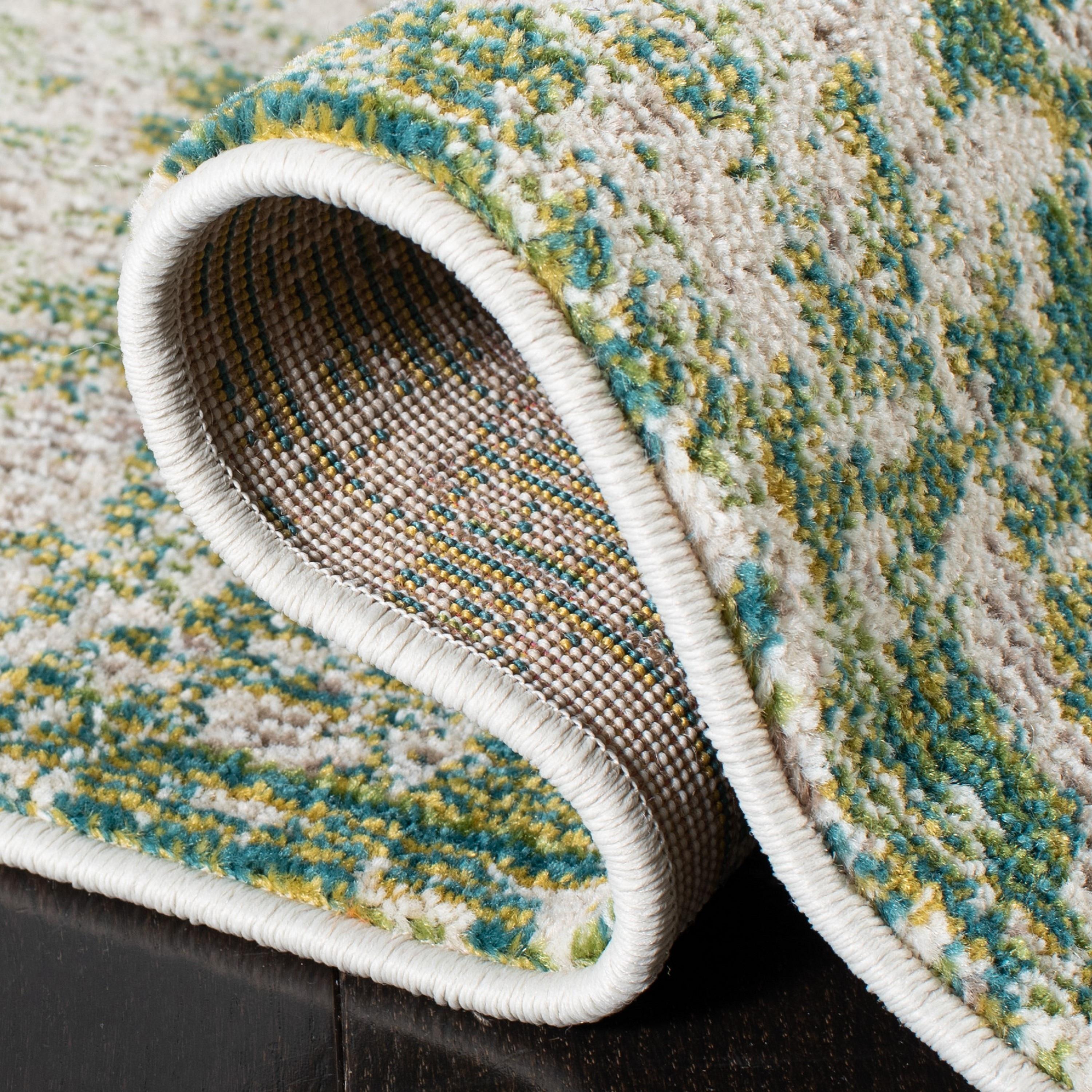 Madison MAD499 Power Loomed Indoor Runner Rug - Green/Ivory - 2'x8' - Safavieh