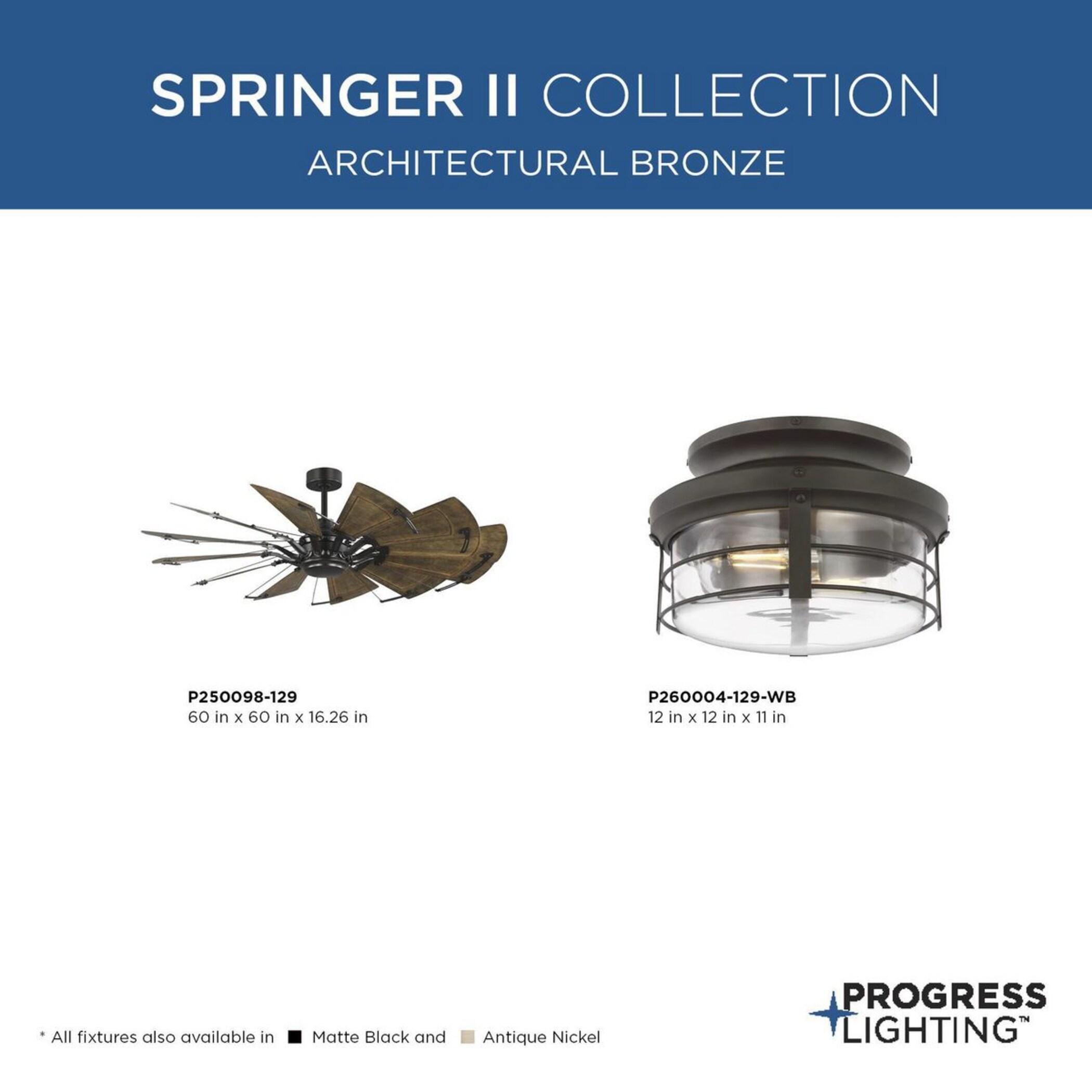 Springer II Collection 60-in Twelve-Blade Architectural Bronze Modern Farmhouse Windmill Ceiling Fan