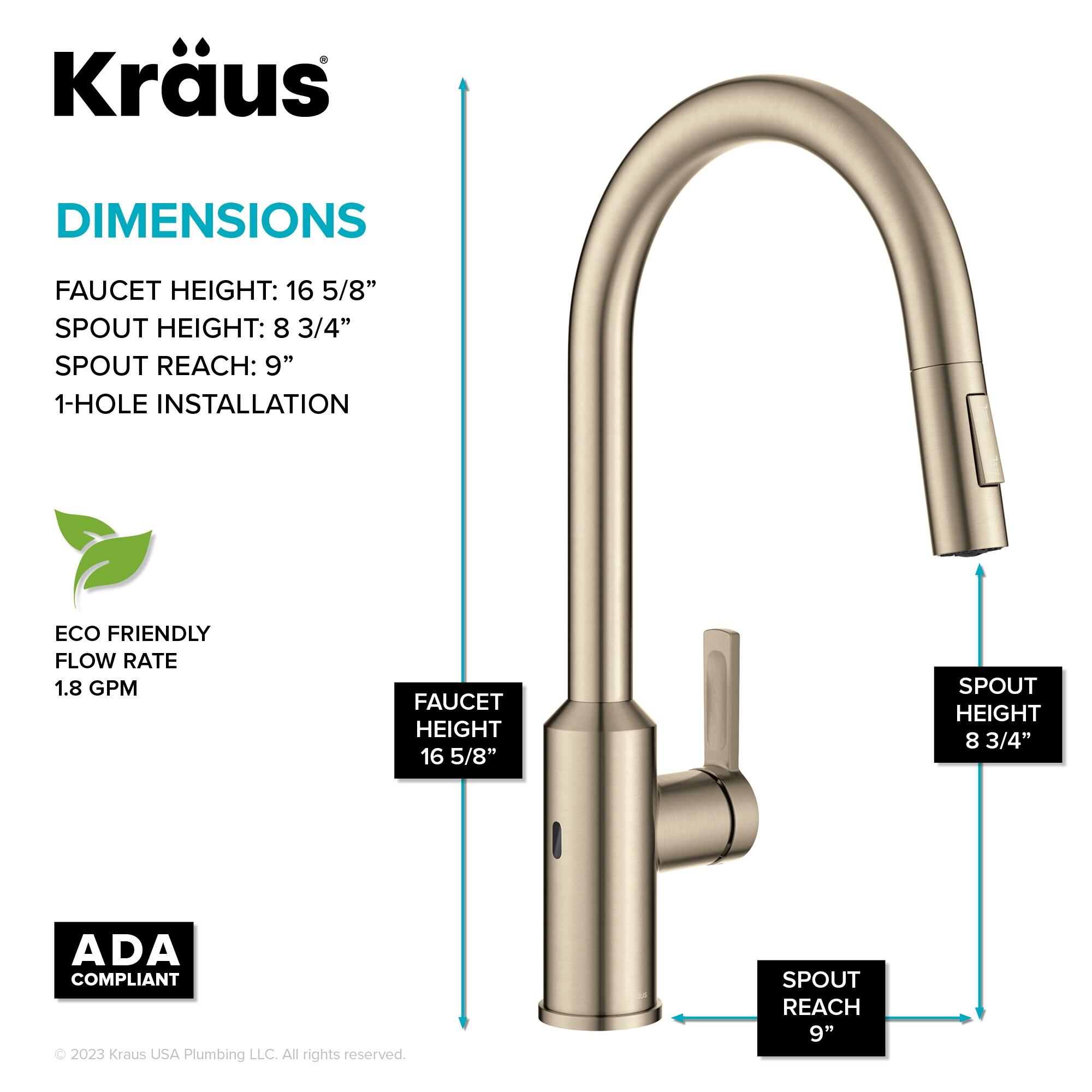 KRAUS Oletto Touchless Sensor Pull-Down Single Handle Kitchen Faucet