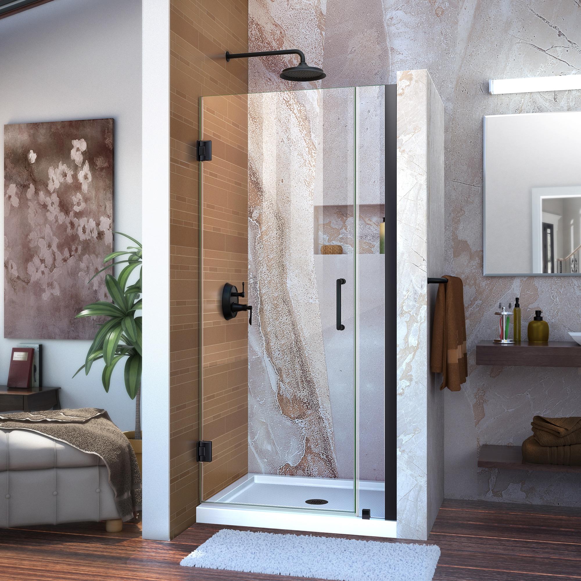 Unidoor 34" W x 72" H Hinged Frameless Shower Door with Clearmax™ Technology