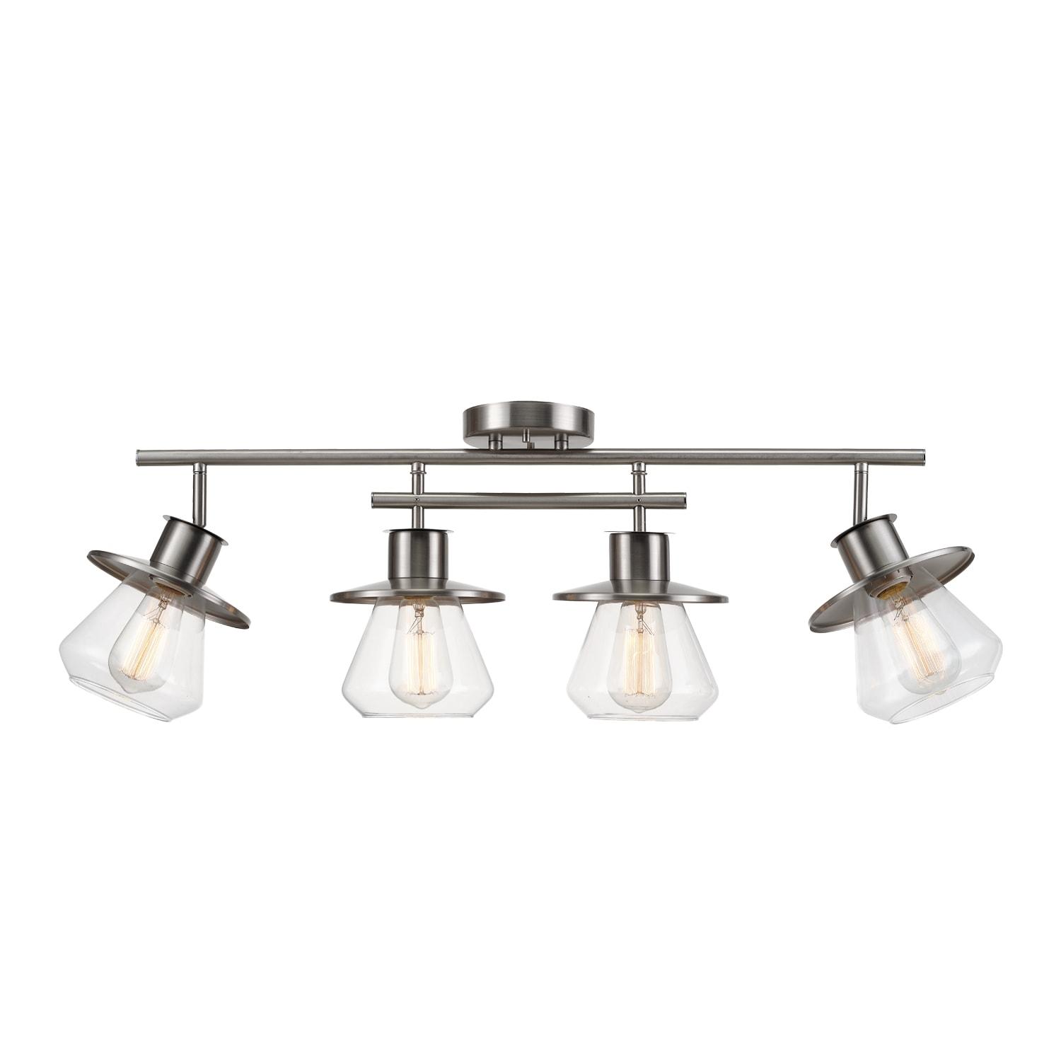Globe Electric Nate 4-Light Brushed Nickel Track Lighting Kit with Clear Glass Shades, 57504