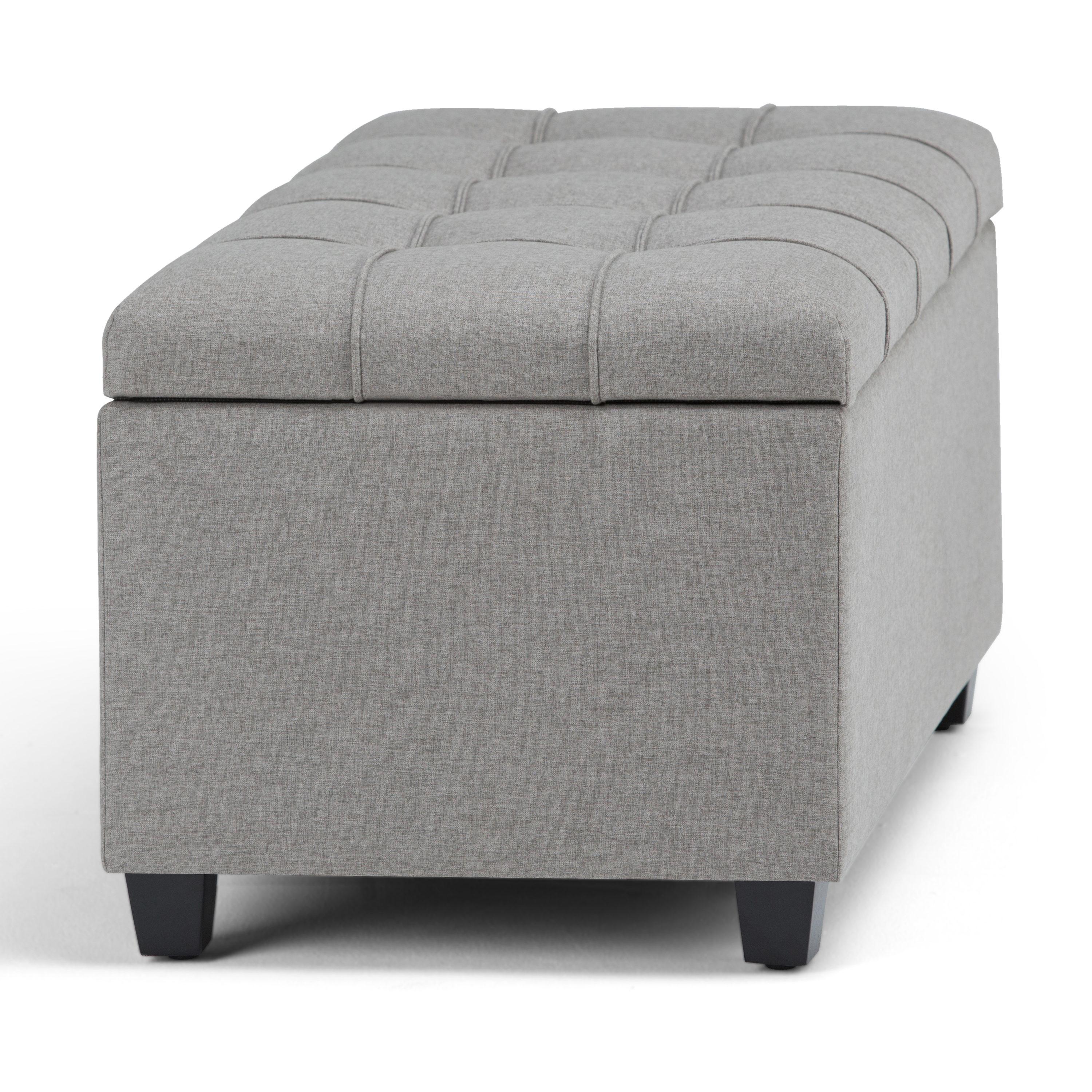 Simpli Home Sienna 33"W Upholstered Storage Ottoman Bench with Lift-Up Tufted Top