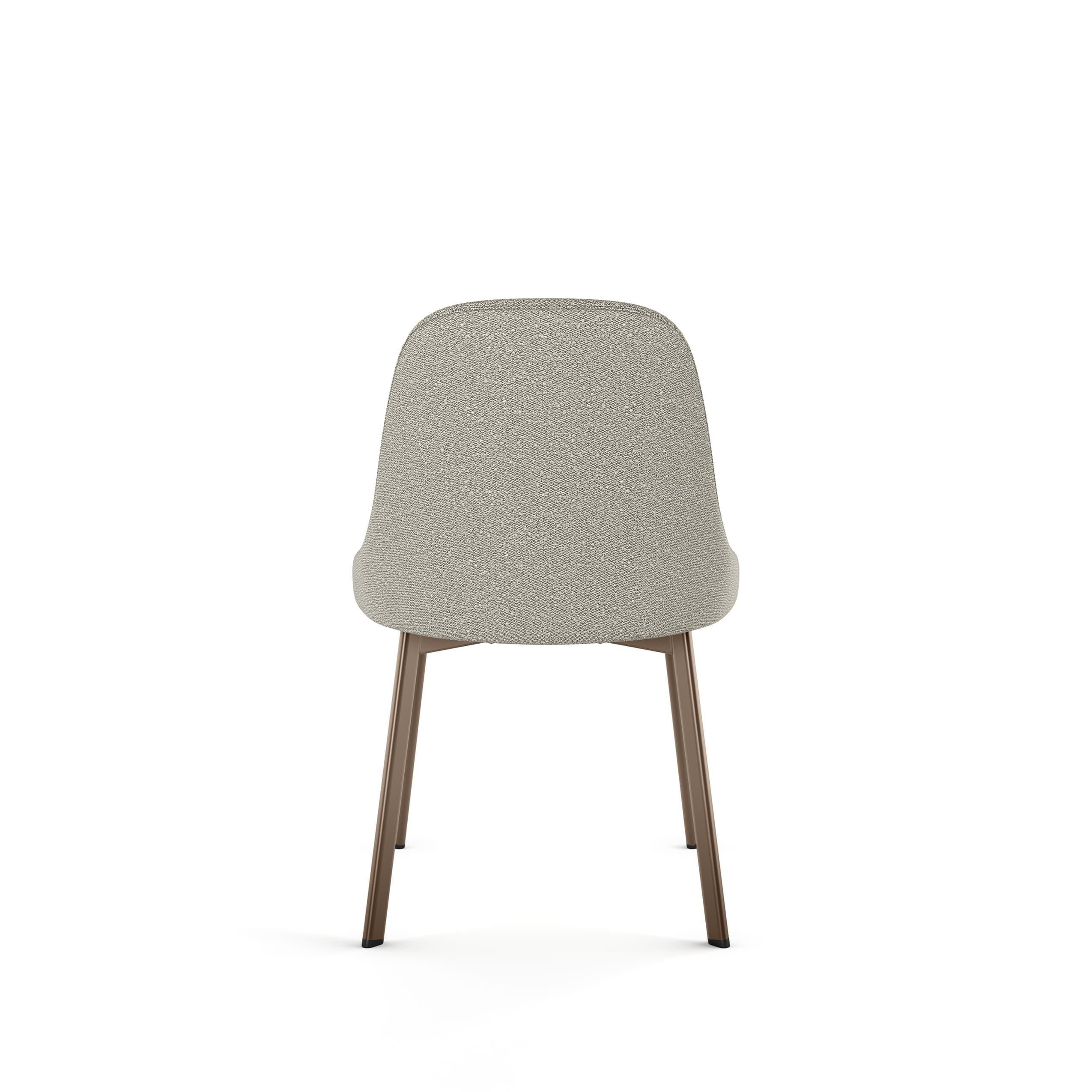 Amisco Harper Dining Chair - Light Beige & Grey Bouclé Polyester / Bronze Metal