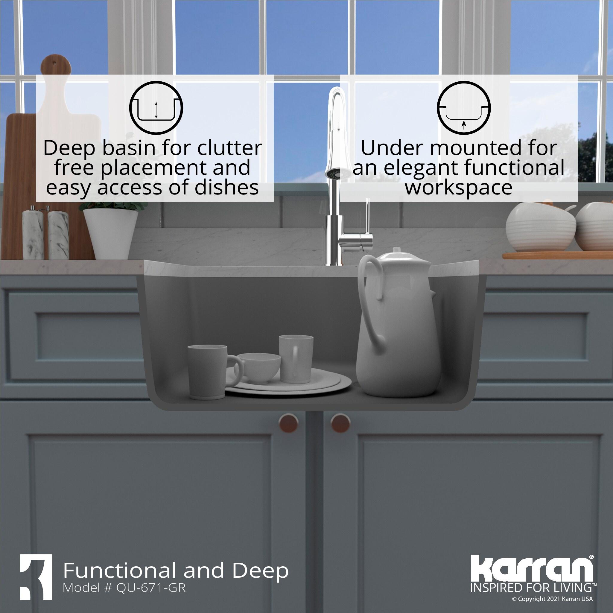 Karran Undermount Quartz Composite 24'' X 20-3/4'' Single Bowl Kitchen Sink