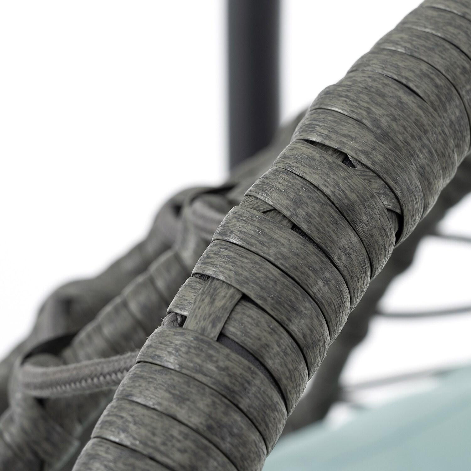 Tcbosik Swing Egg Chair with Stand, Indoor Outdoor Hanging Chair with Cushion for Bedroom Balcony Patio Garden, Easy to Assemble, Dark Grey