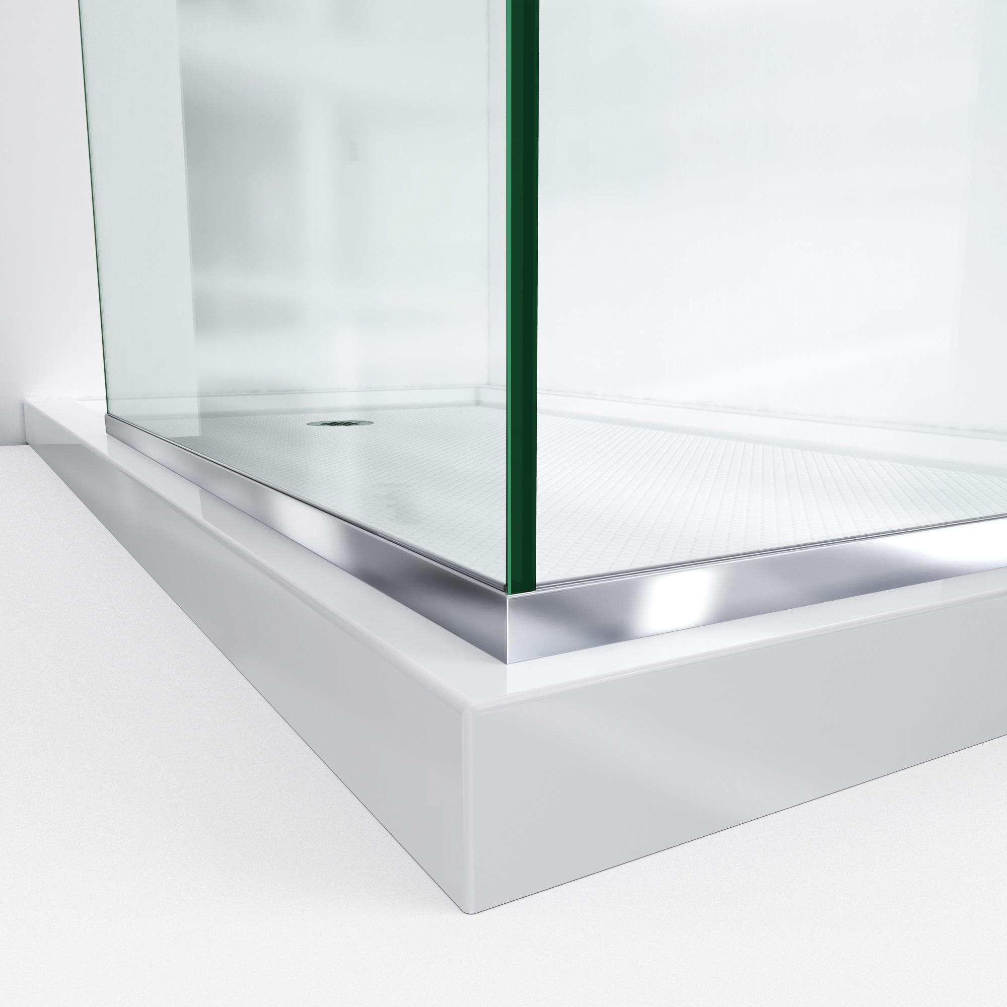 Linea 34" W x 72" H Frameless Fixed Glass Panel with Clear Max Glass Treatment