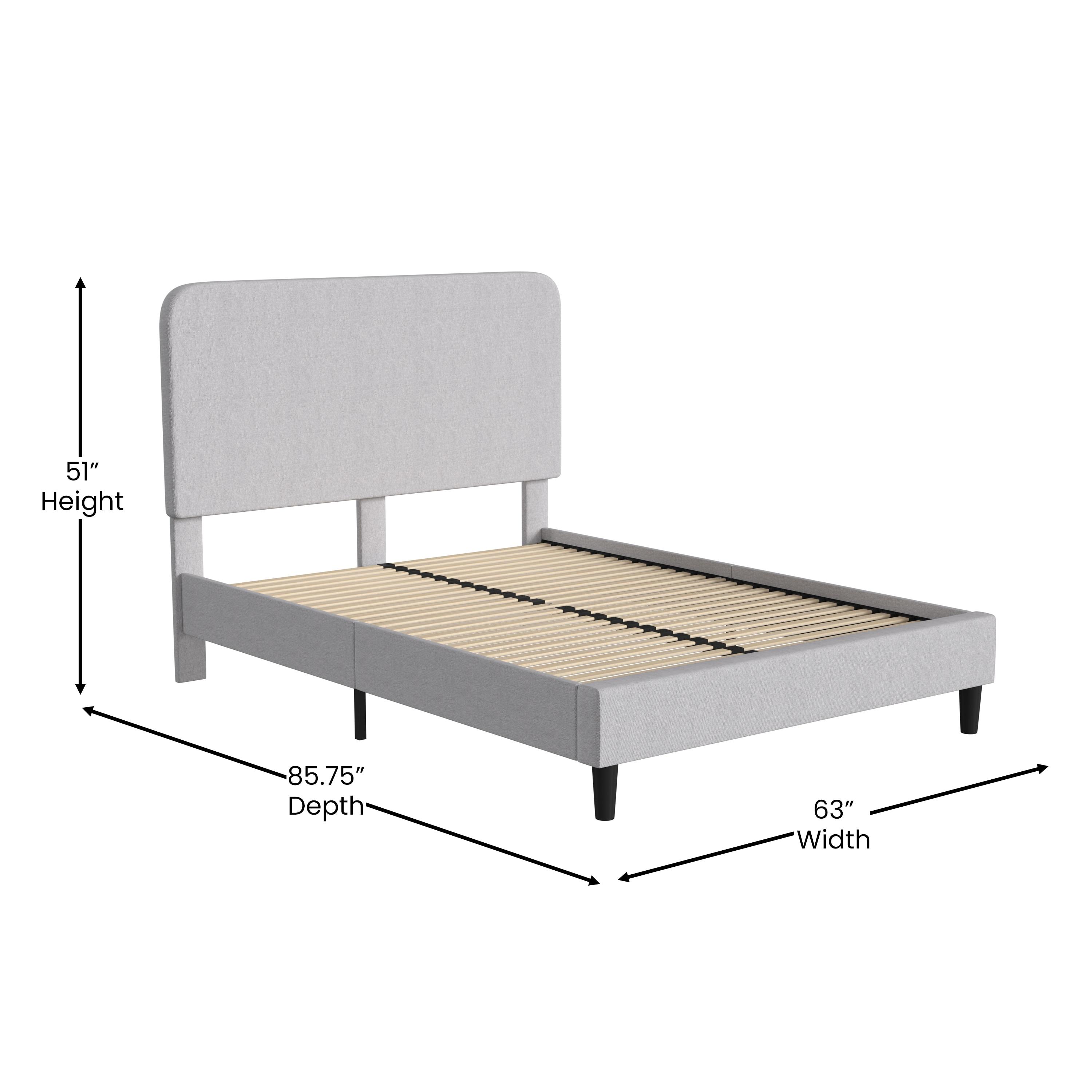 Flash Furniture Addison Fabric Upholstered Platform Bed, Light Grey, Queen