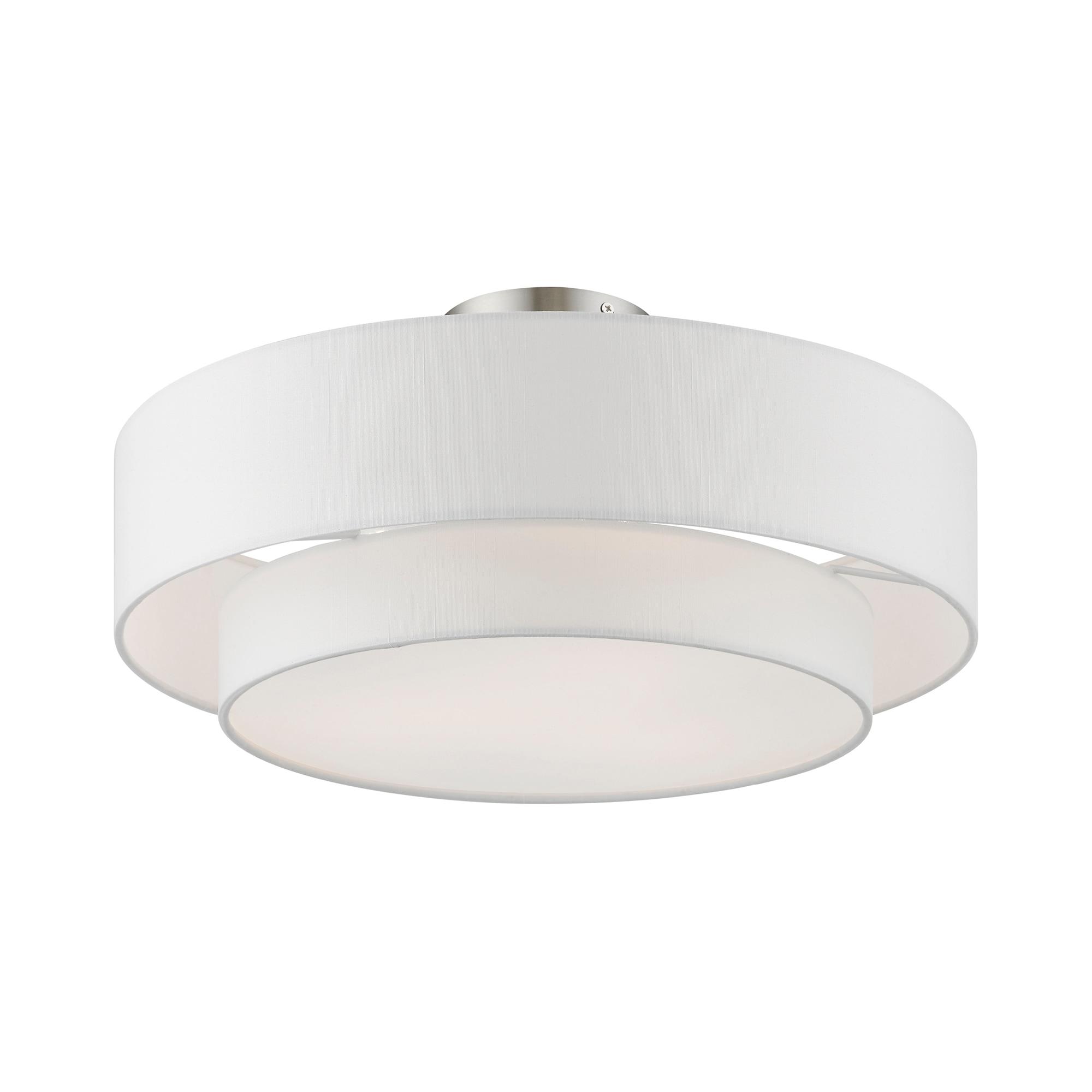 Livex Lighting Meridian 3 - Light Semi-Flush Mount in  Brushed Nickel