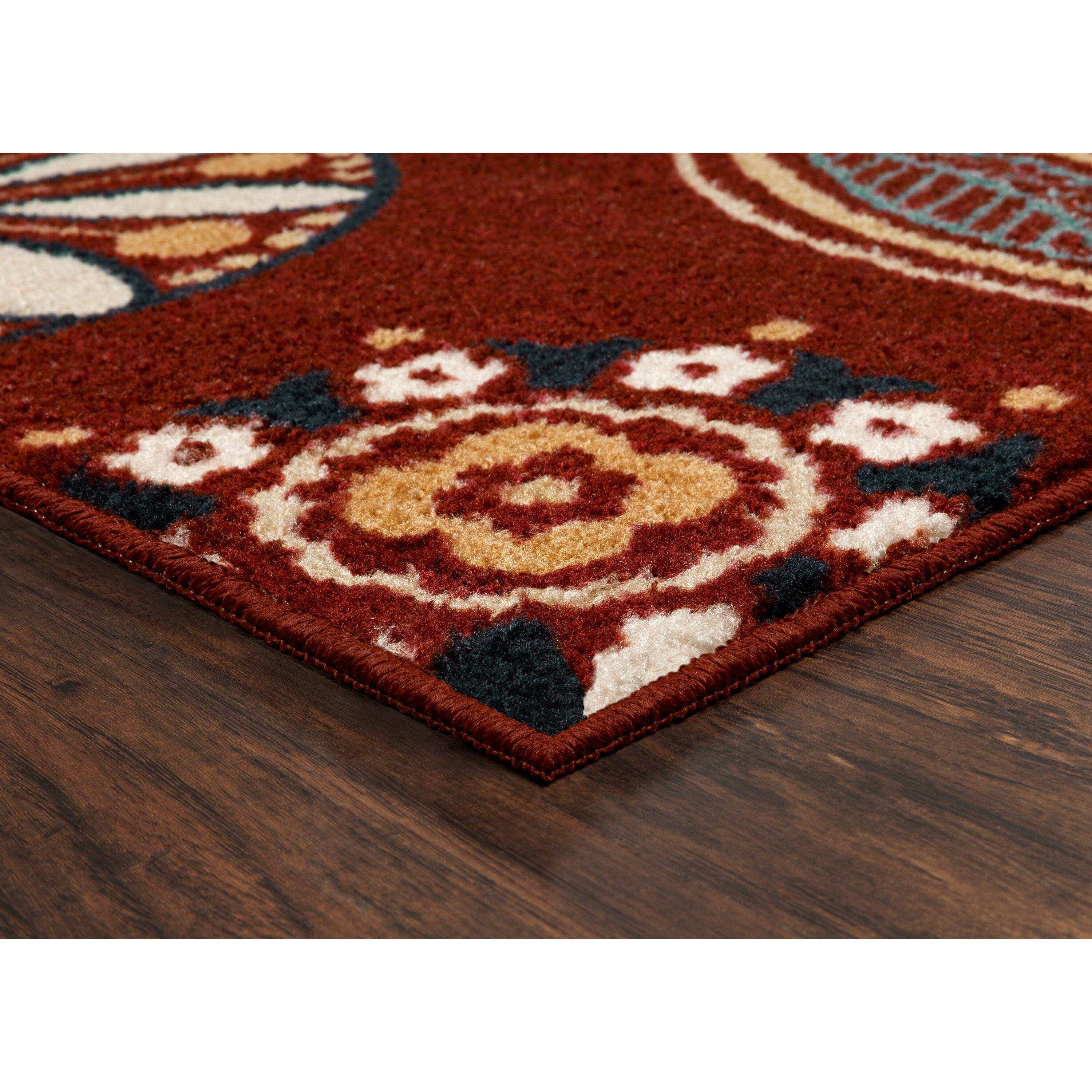 Maples Rugs - Reggie Bohemian Floral Washable Indoor Accent Rugs, 1'8 x 2'10, Red